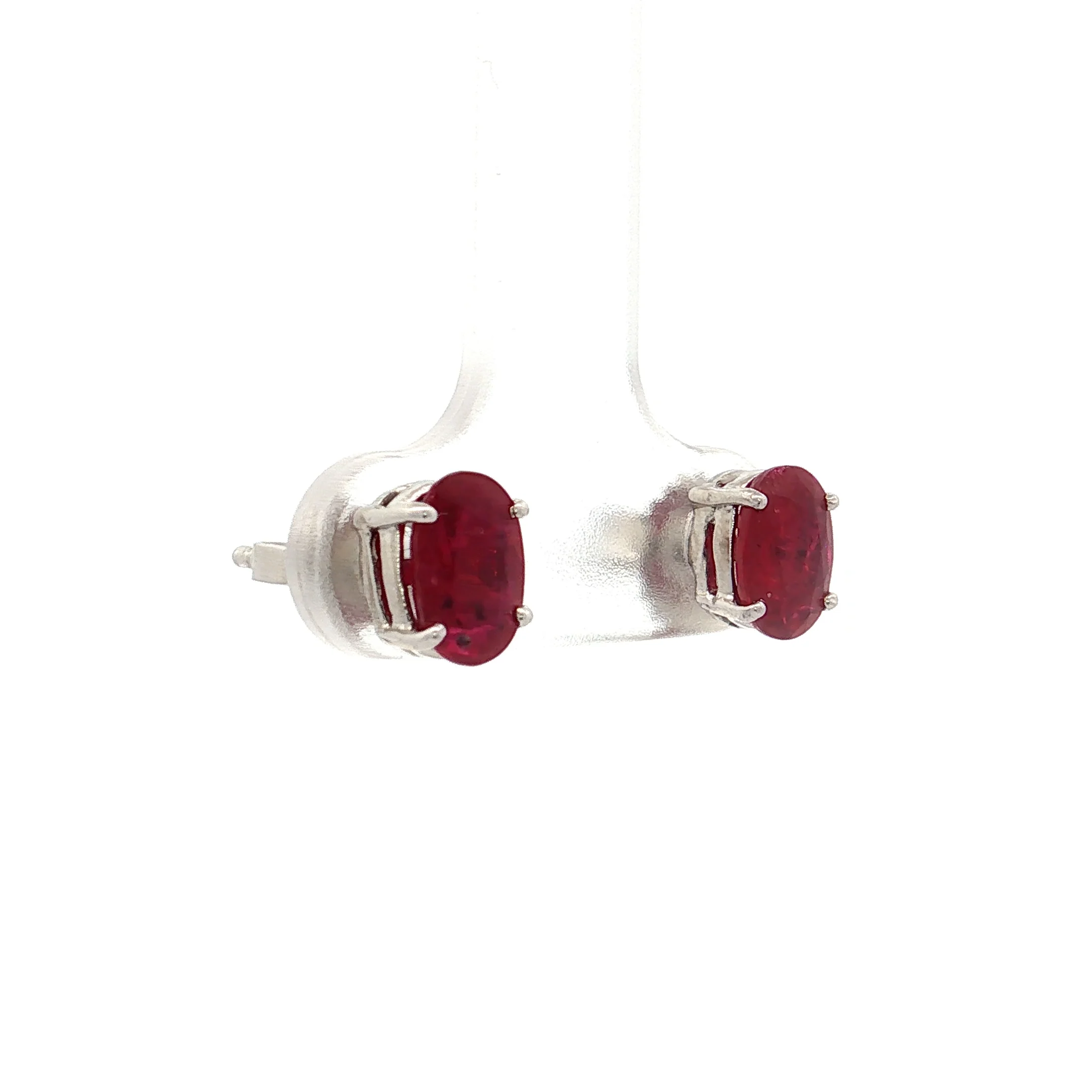 1.96 Oval Ruby Stud Earrings 18k White Gold - Image 3