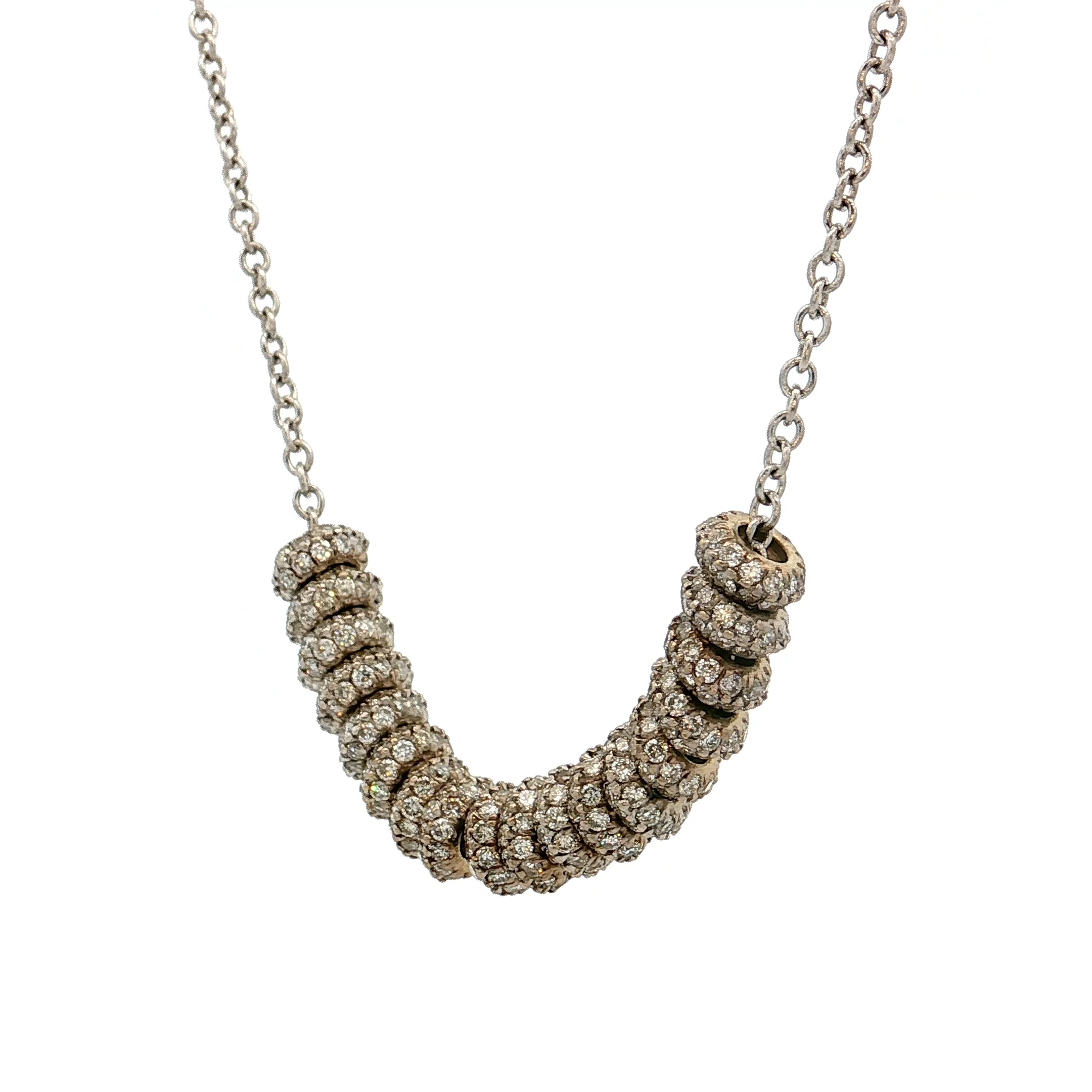 1.98 Diamond Rondelle Necklace 14k & 18k White Gold - Image 2