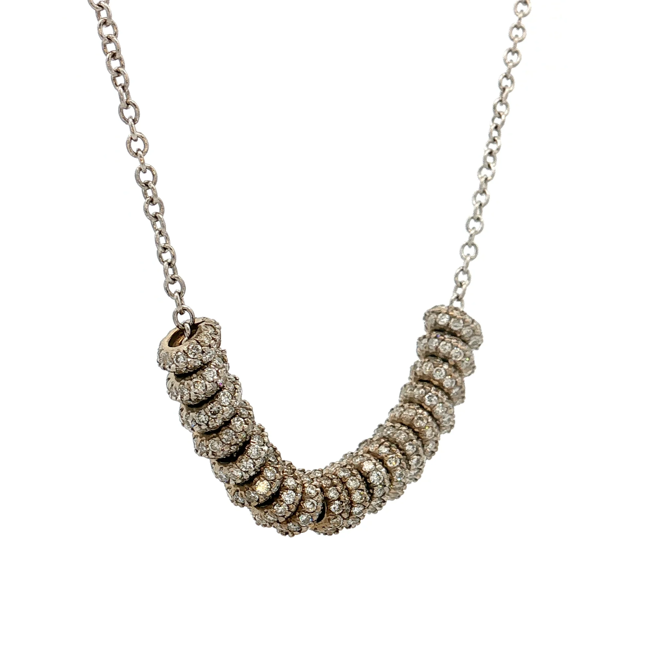 1.98 Diamond Rondelle Necklace 14k & 18k White Gold - Image 3
