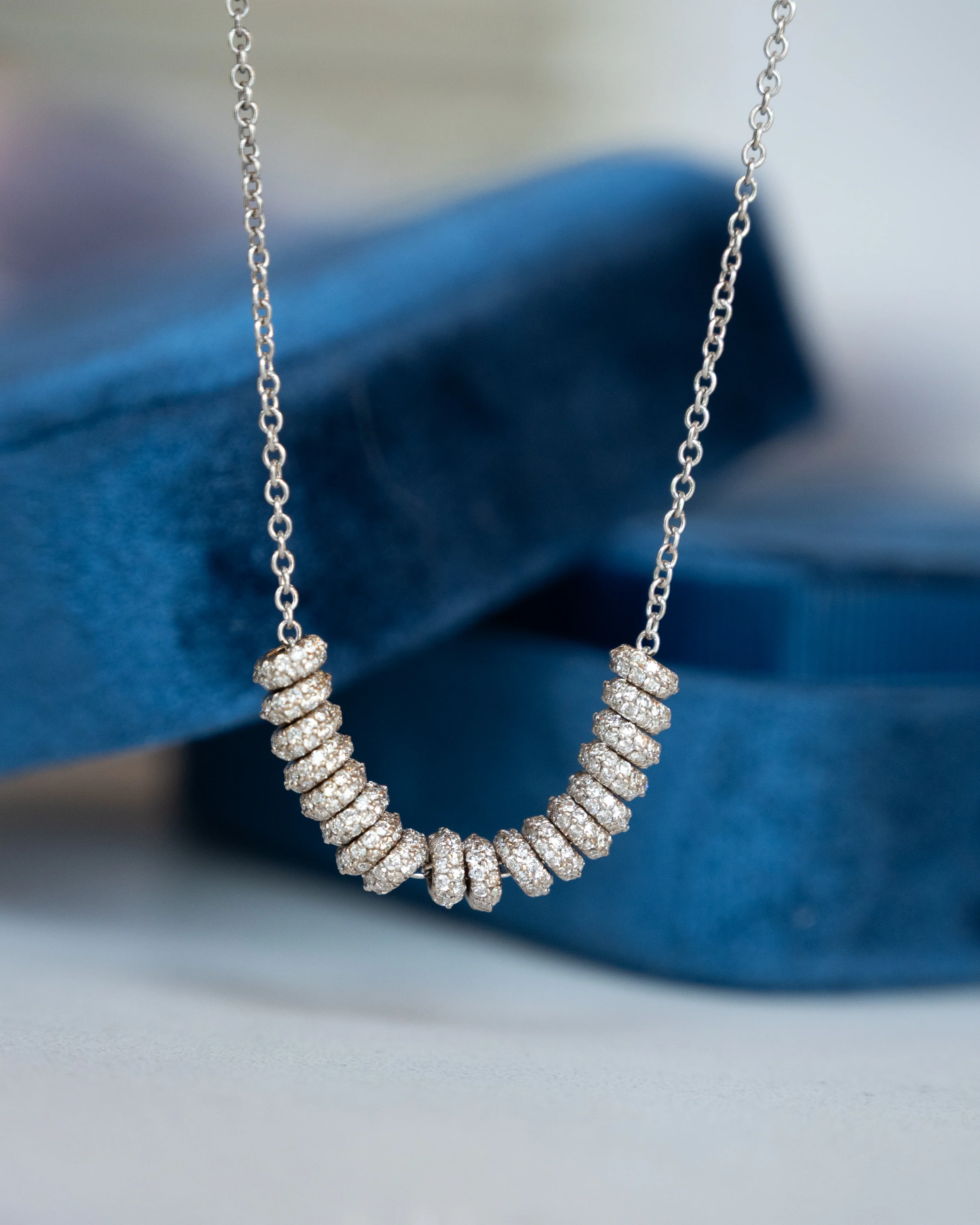1.98 Diamond Rondelle Necklace 14k & 18k White Gold - Image 5
