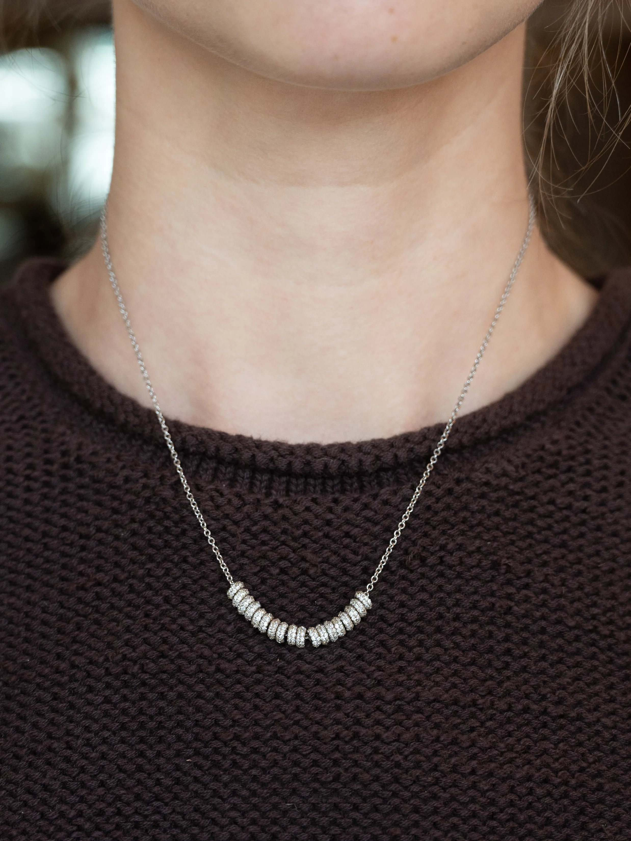 1.98 Diamond Rondelle Necklace 14k & 18k White Gold - Image 6