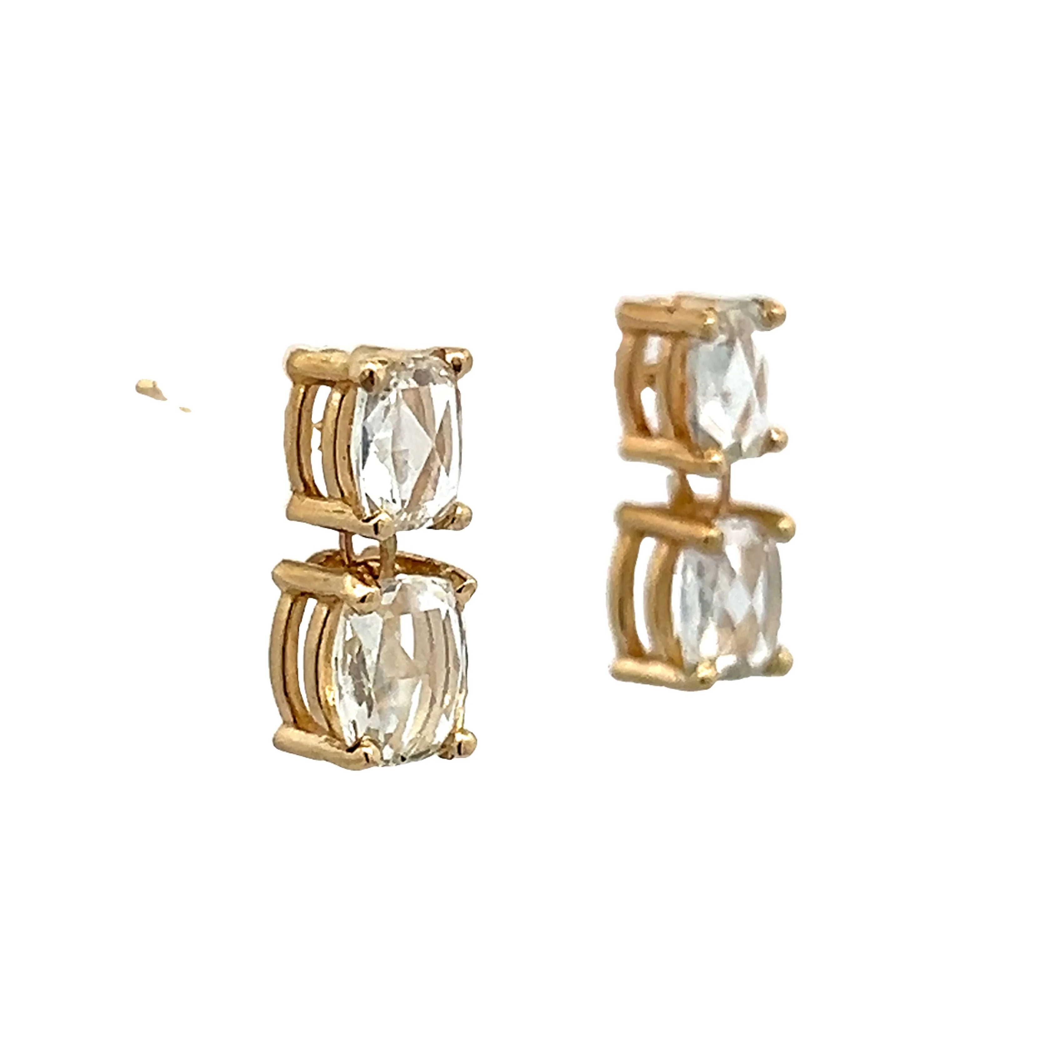 1.98 Rose Cut Diamond Drop Earrings in Yellow Gold - Image 3
