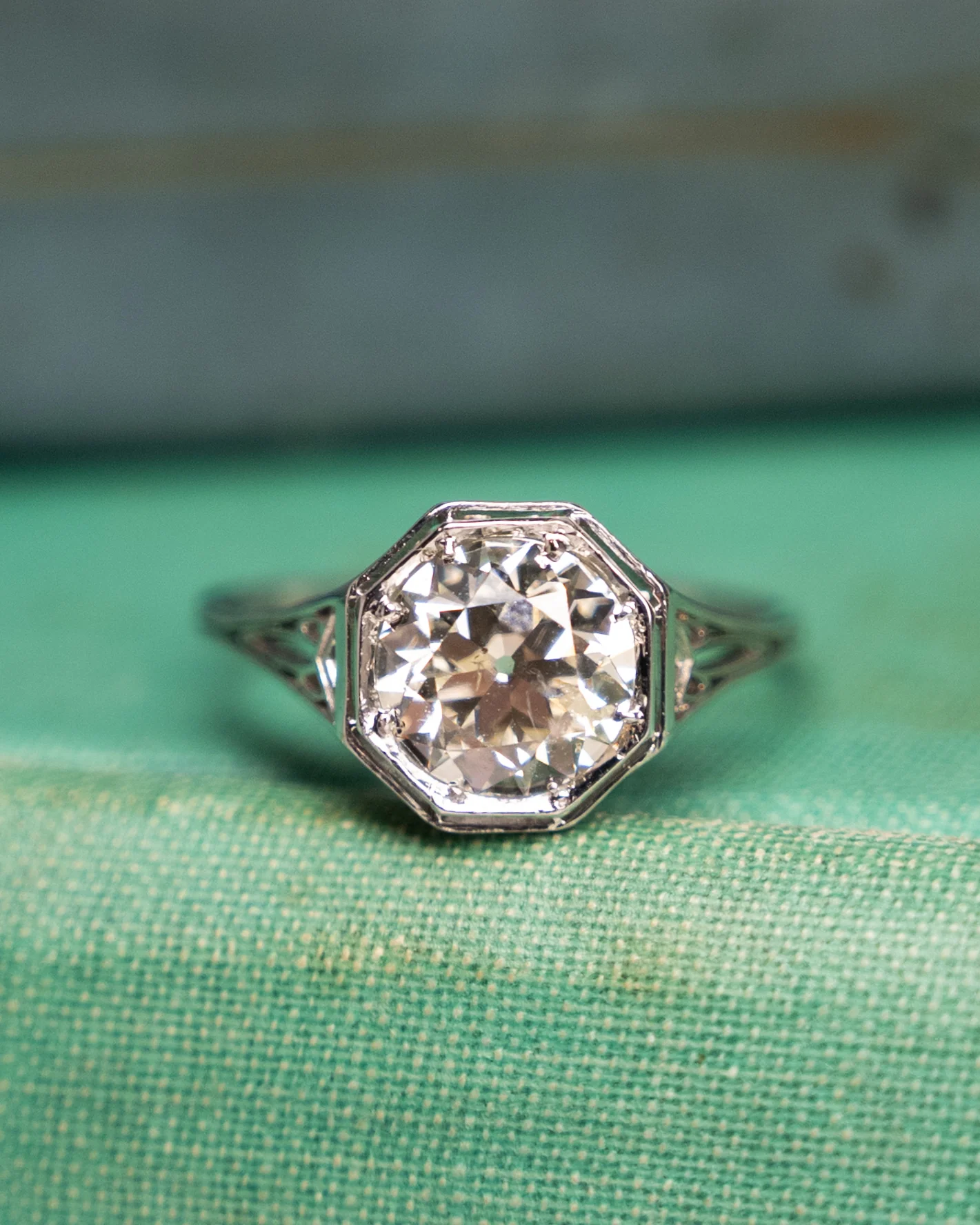 1.99 Antique Art Deco Diamond Engagement Ring Platinum - Image 7