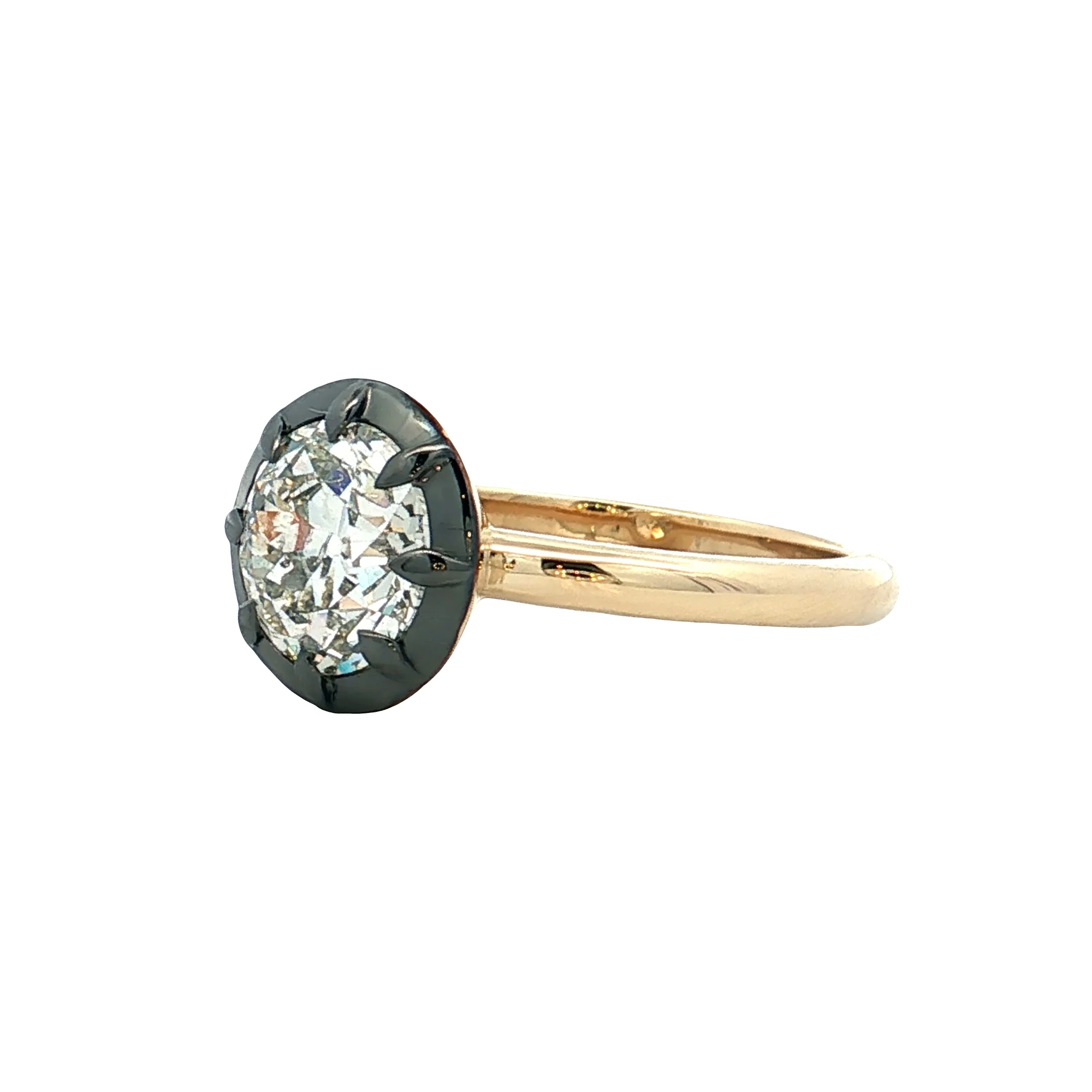 1.99 Old European Diamond Engagement Ring 14k Yellow Gold - Image 2