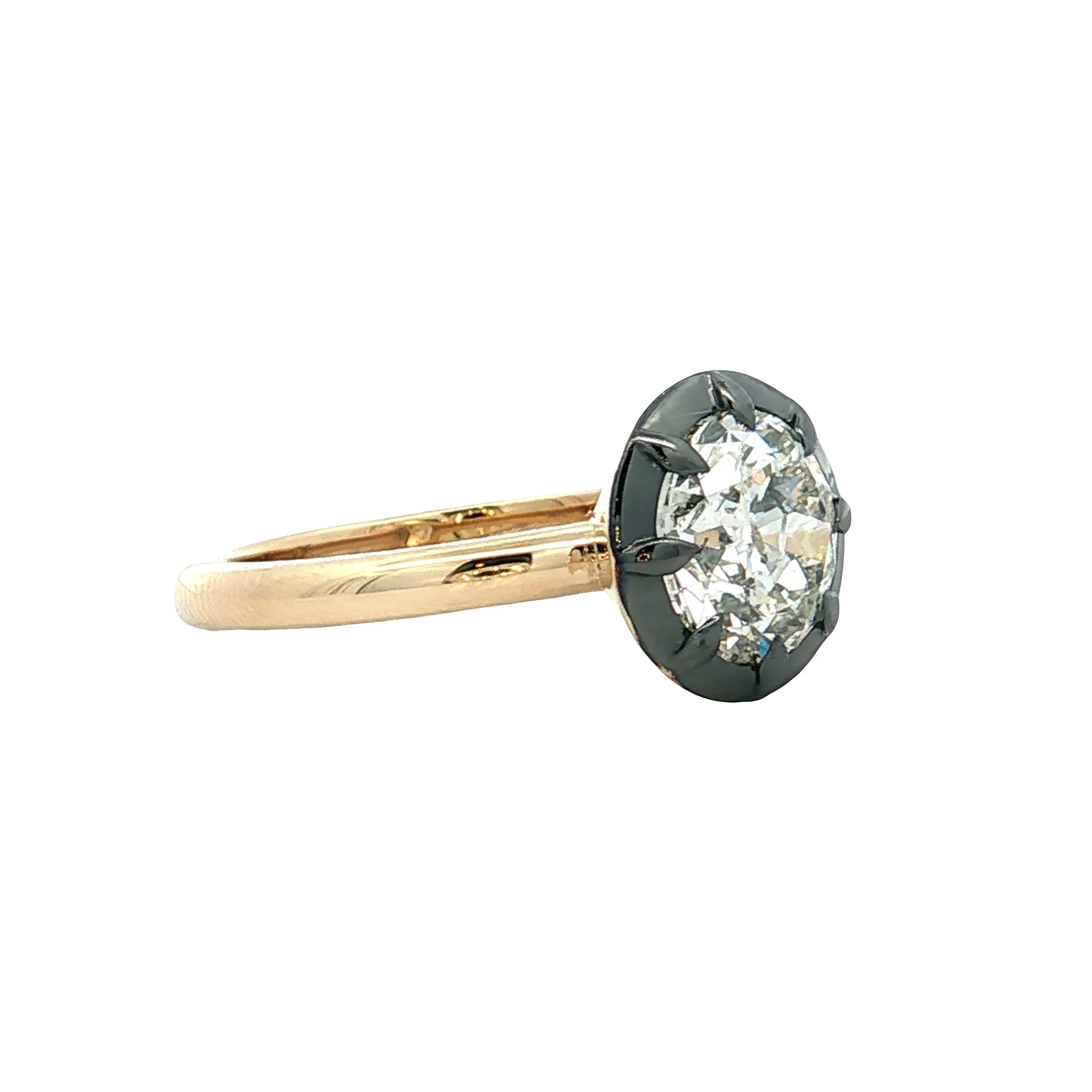 1.99 Old European Diamond Engagement Ring 14k Yellow Gold - Image 3
