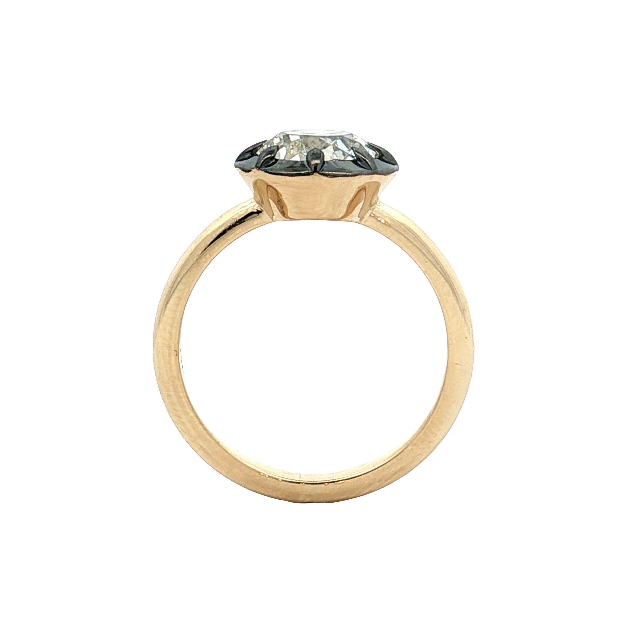 1.99 Old European Diamond Engagement Ring 14k Yellow Gold - Image 4