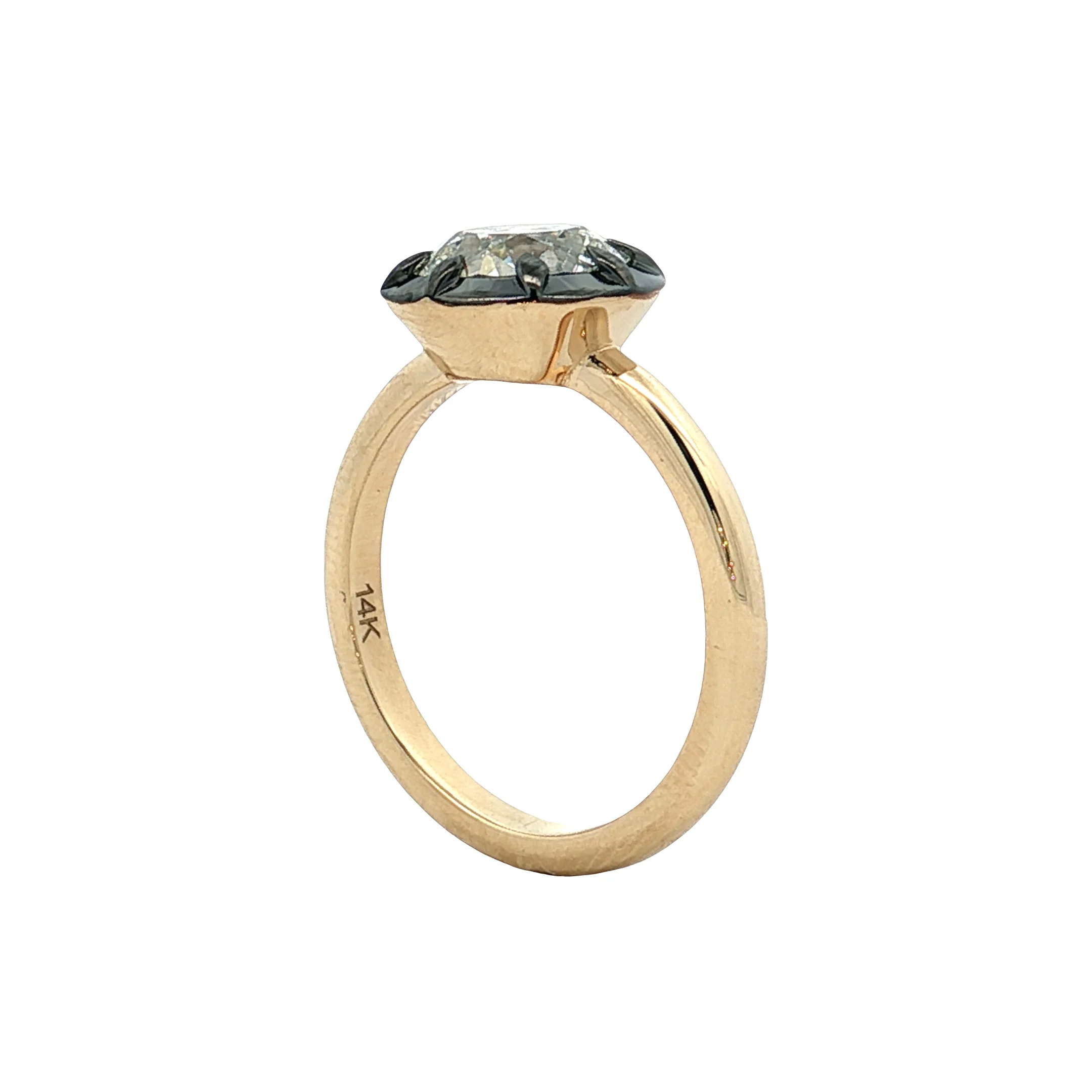 1.99 Old European Diamond Engagement Ring 14k Yellow Gold - Image 5