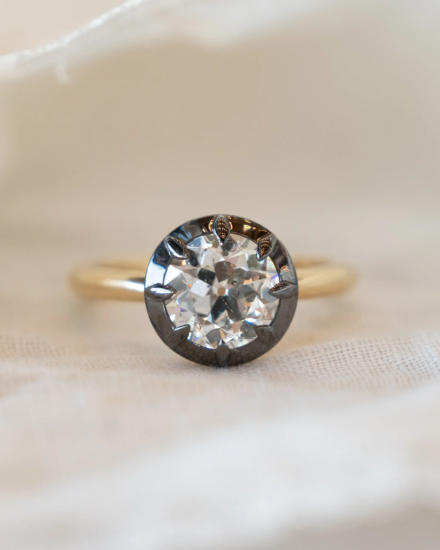 1.99 Old European Diamond Engagement Ring 14k Yellow Gold - Image 6