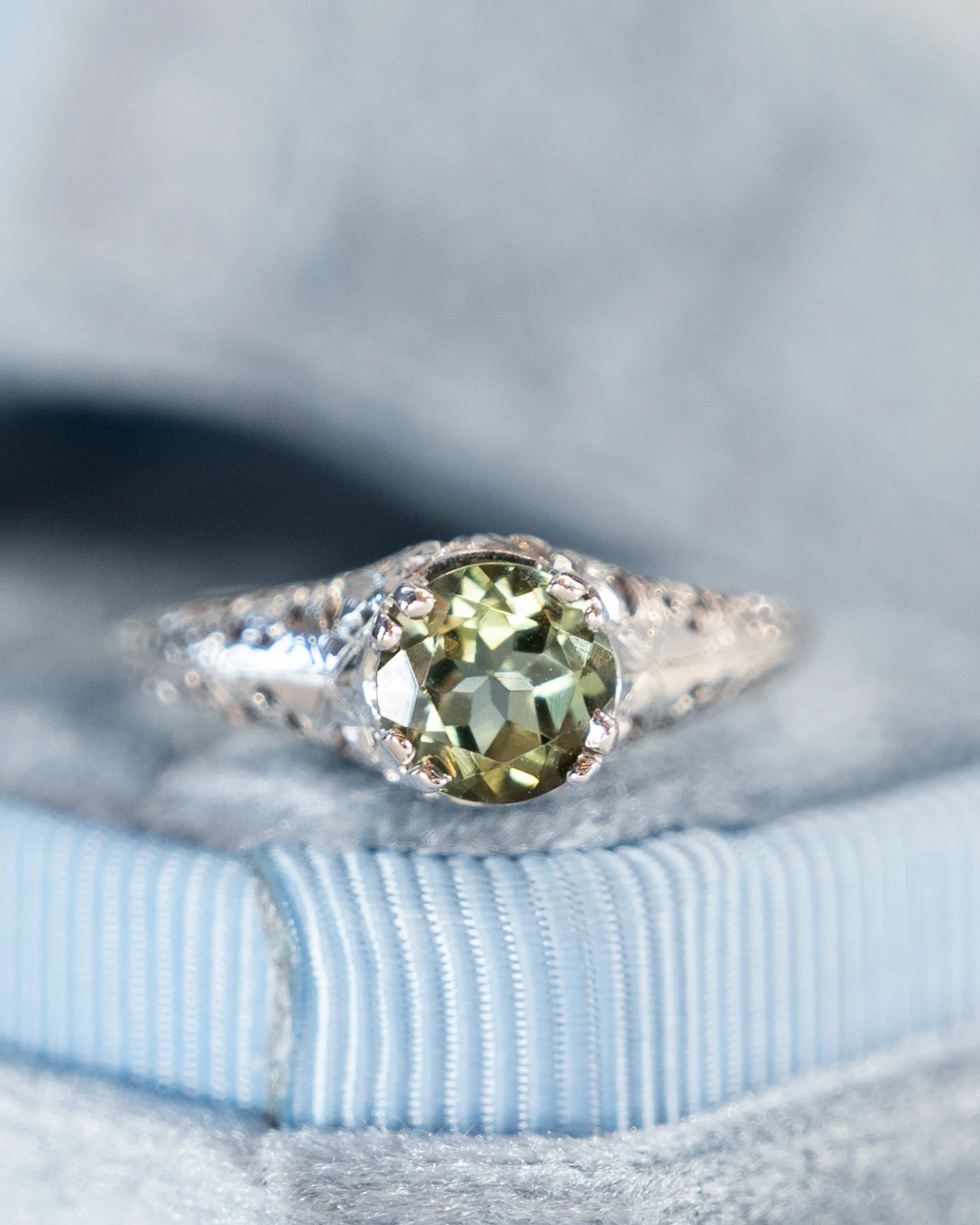1 Carat Art Deco Tourmaline Engagement Ring 14k - Image 6