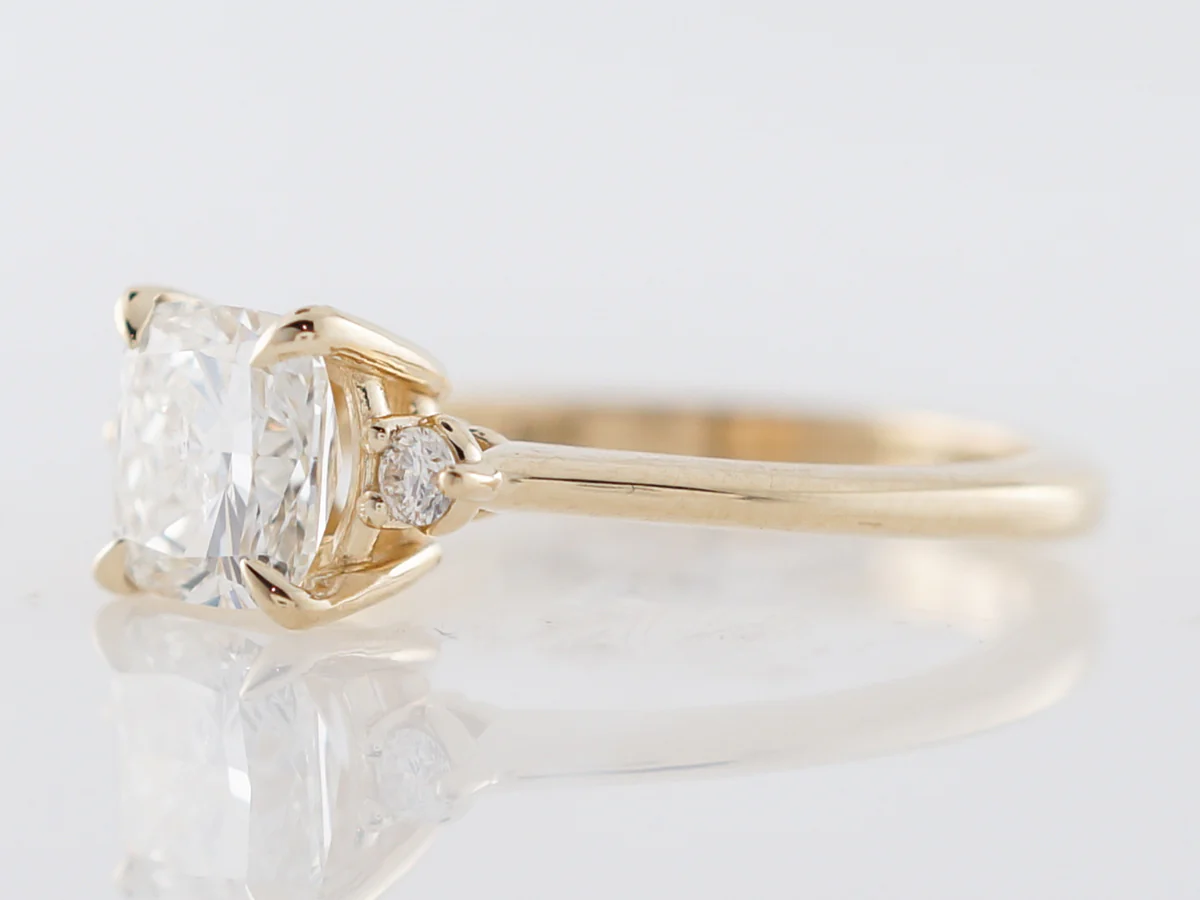 1 Carat Cushion Cut Diamond Engagement Ring in Yellow Gold - Image 2