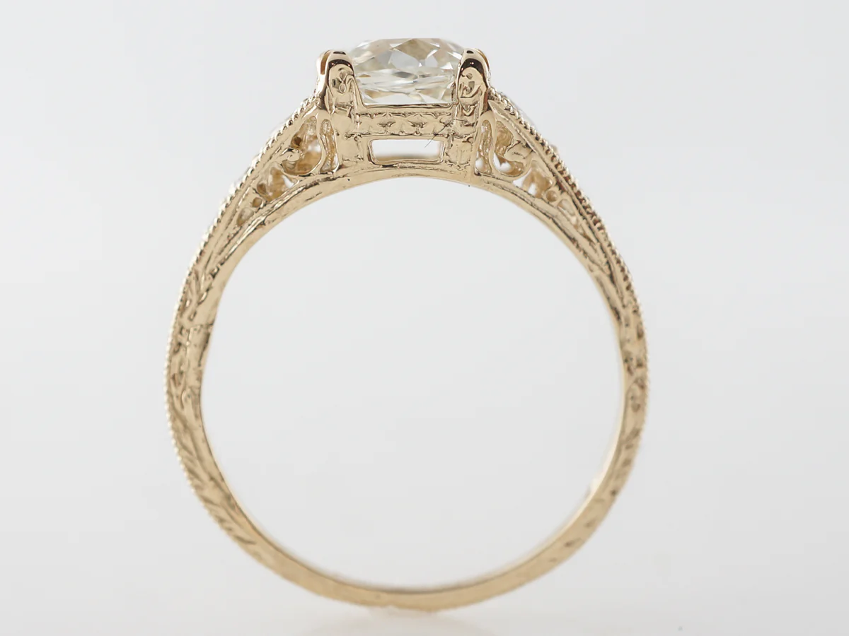 1 Carat Cushion Cut Engagement Ring in Yellow Gold - Image 4