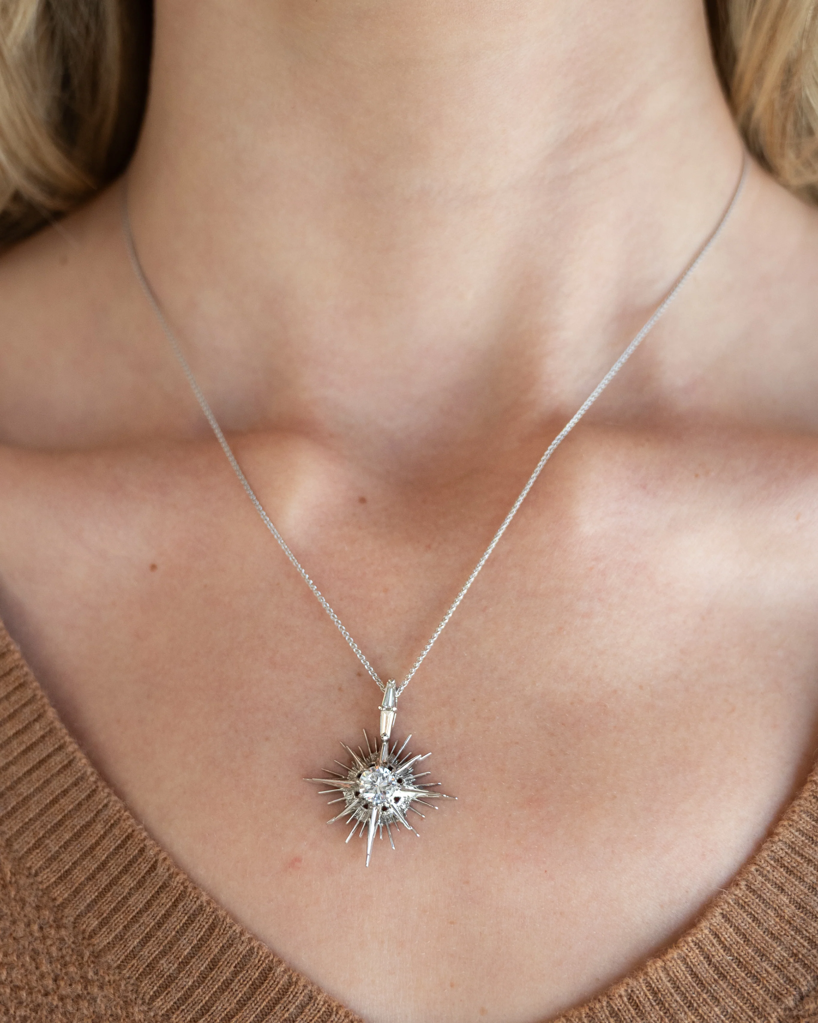 1 Carat Diamond North Star Pendant Necklace 14k - Image 8