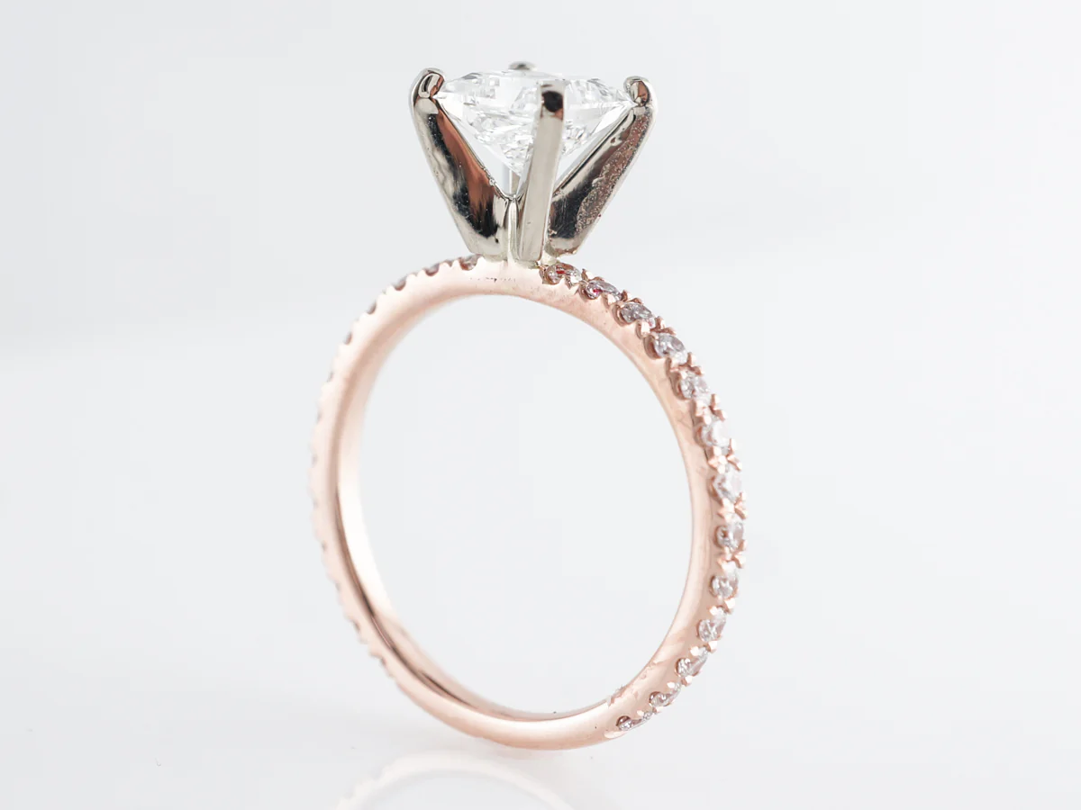 1 Carat GIA Princess Cut Diamond Engagement Ring in 14k - Image 5