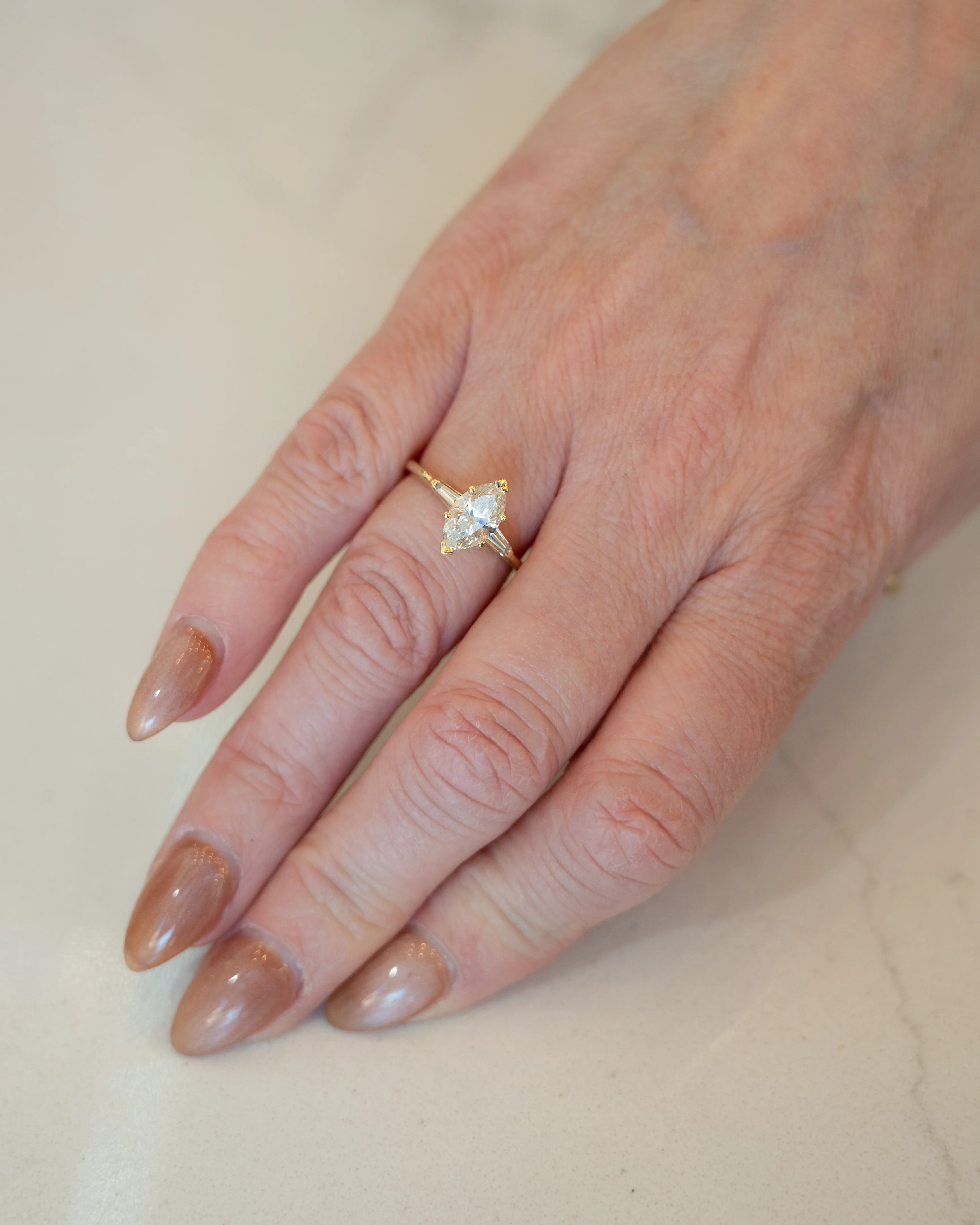 1 Carat Marquis Diamond Engagement Ring in 14k - Image 7