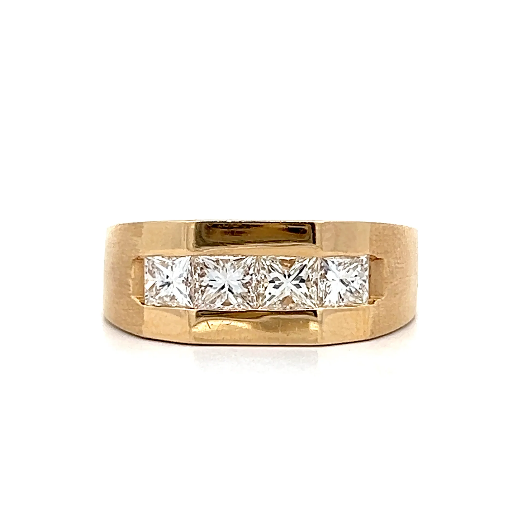 1 Carat Men's Wide Diamond Band in 14k Yellow Gold