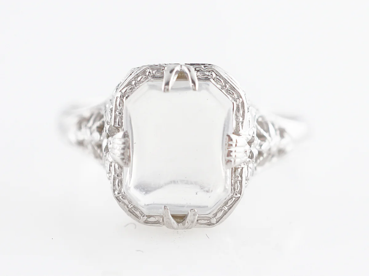 1 Carat Moonstone Filigree Cocktail Ring 14k