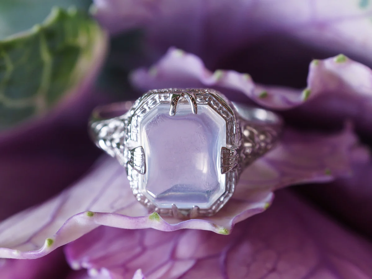 1 Carat Moonstone Filigree Cocktail Ring 14k - Image 6