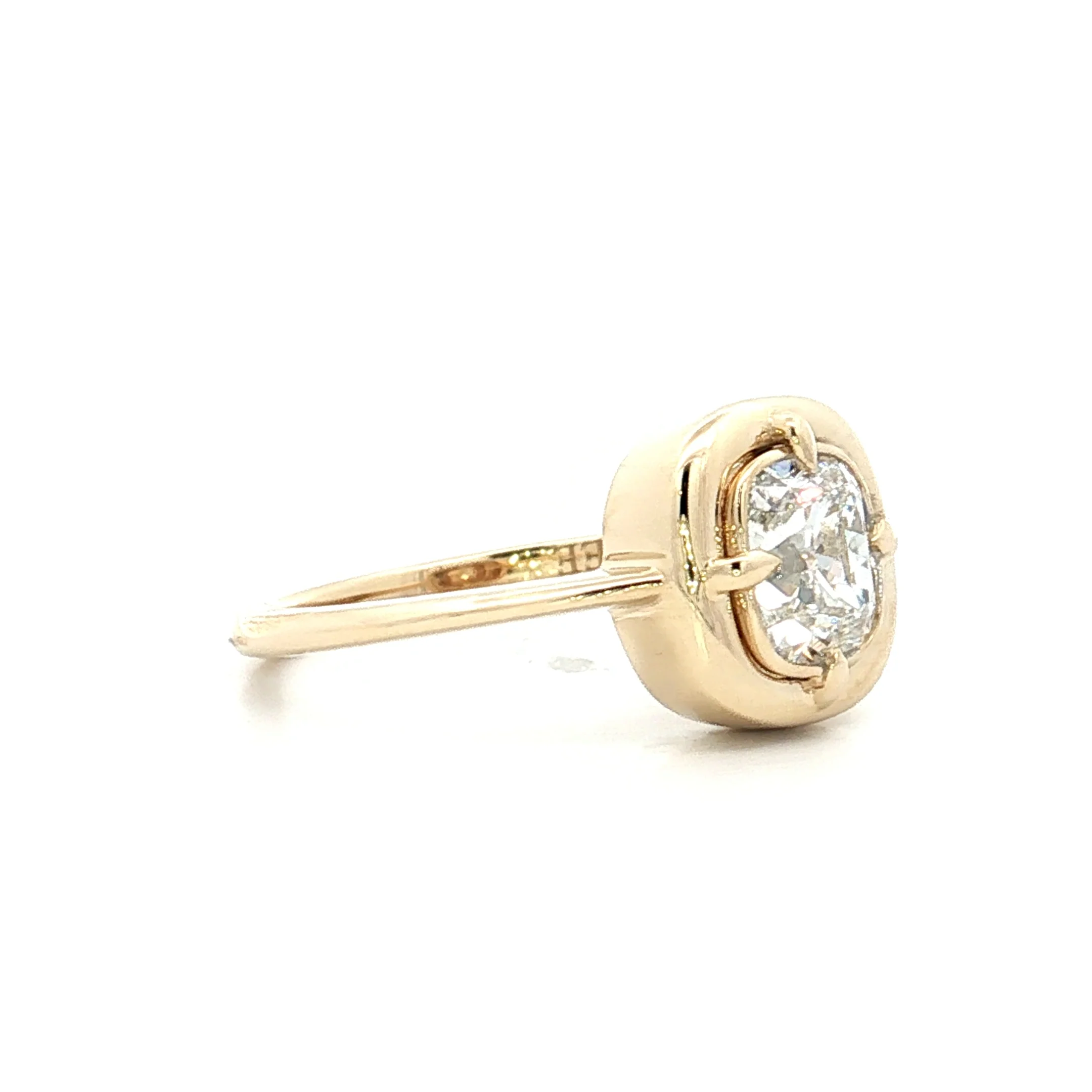 1 Carat Old Mine Cushion Diamond Engagement Ring 14k - Image 3
