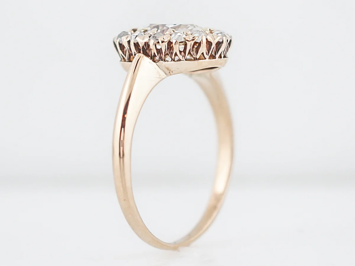 1 Carat Oval Cut Diamond Victorian Cluster Engagement Ring - Image 4