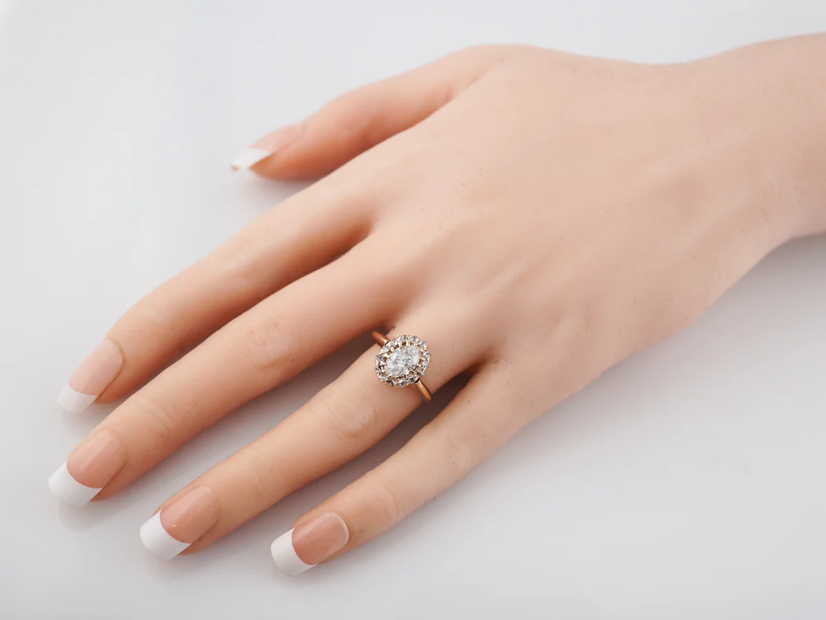 1 Carat Oval Cut Diamond Victorian Cluster Engagement Ring - Image 6