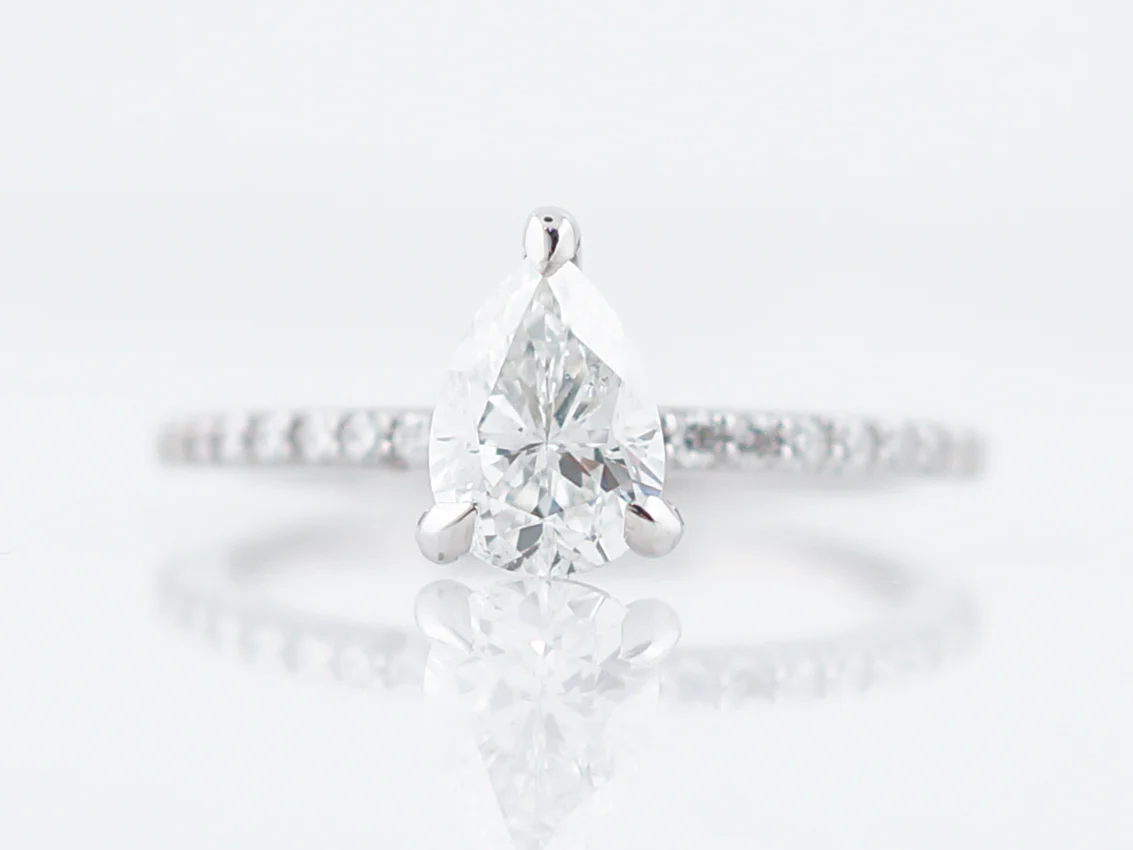 1 Carat Pear Diamond Solitaire Engagement Ring 14k