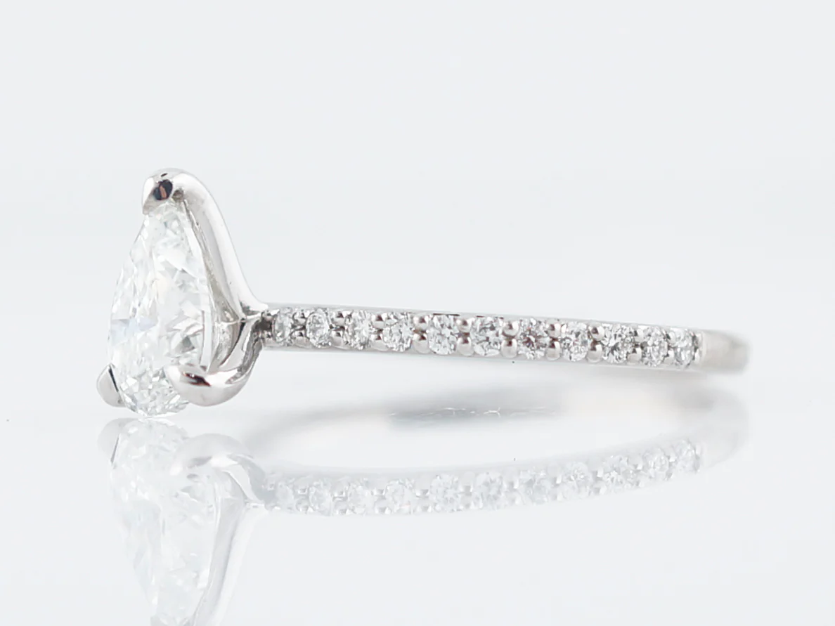 1 Carat Pear Diamond Solitaire Engagement Ring 14k - Image 2