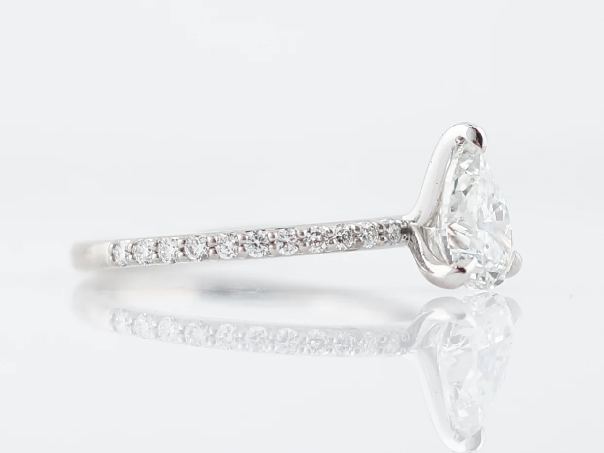 1 Carat Pear Diamond Solitaire Engagement Ring 14k - Image 3