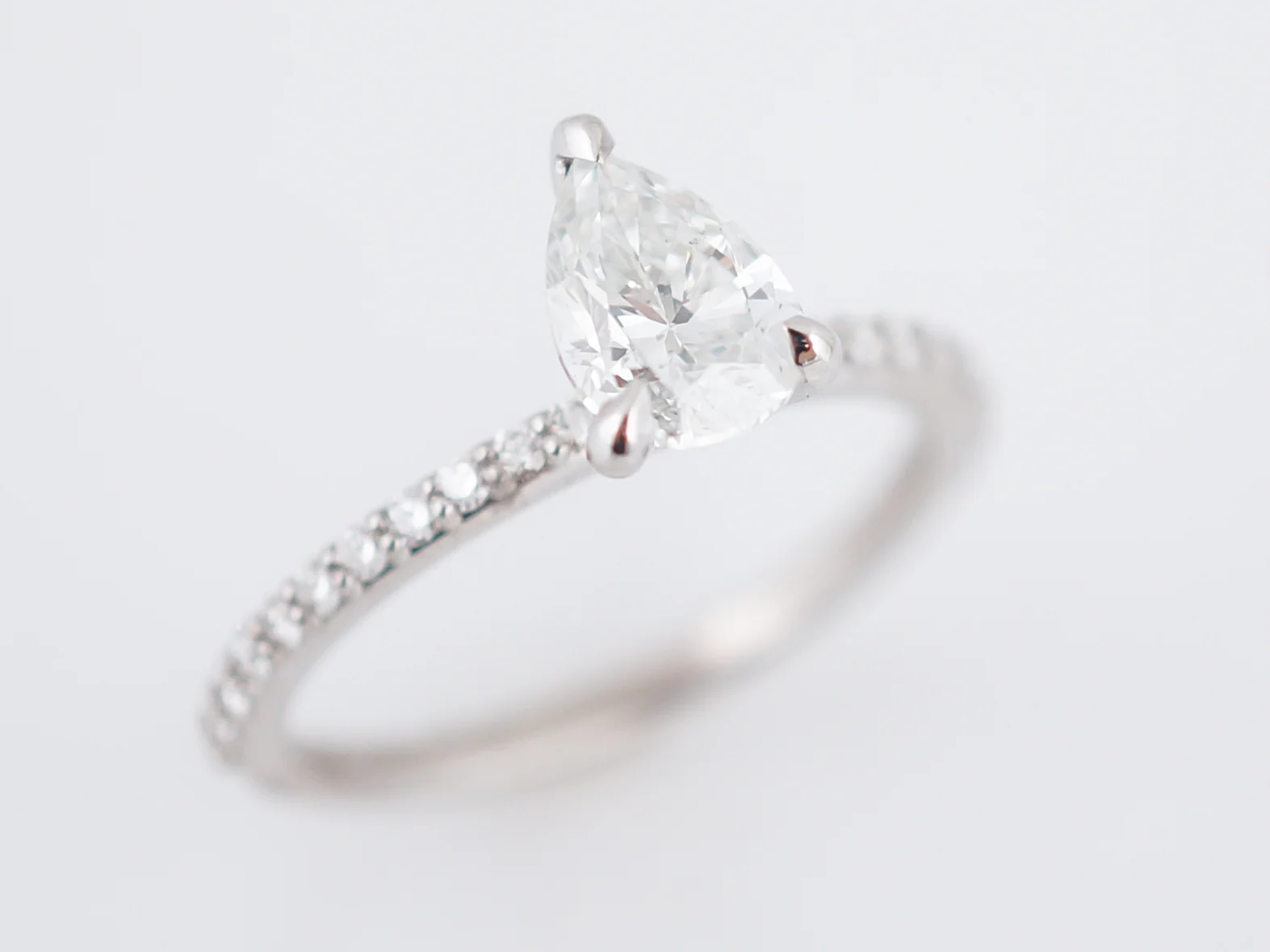 1 Carat Pear Diamond Solitaire Engagement Ring 14k - Image 4