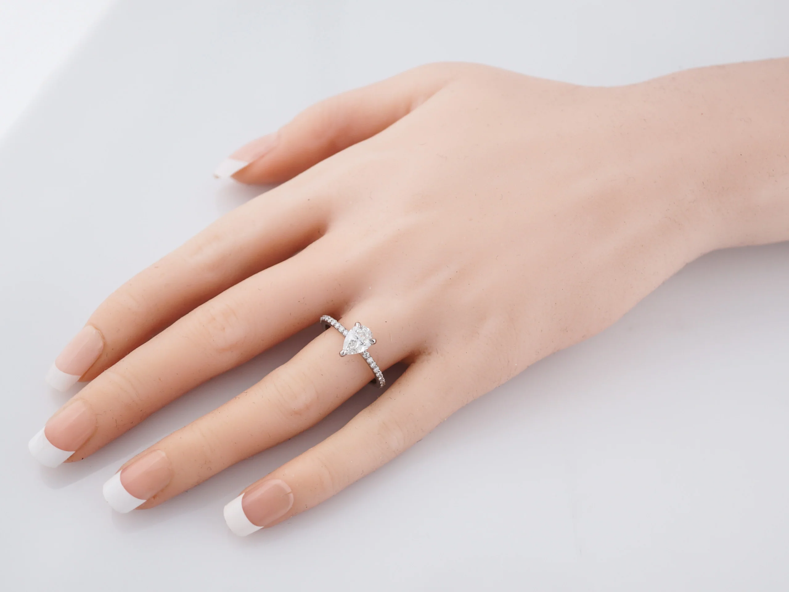 1 Carat Pear Diamond Solitaire Engagement Ring 14k - Image 8
