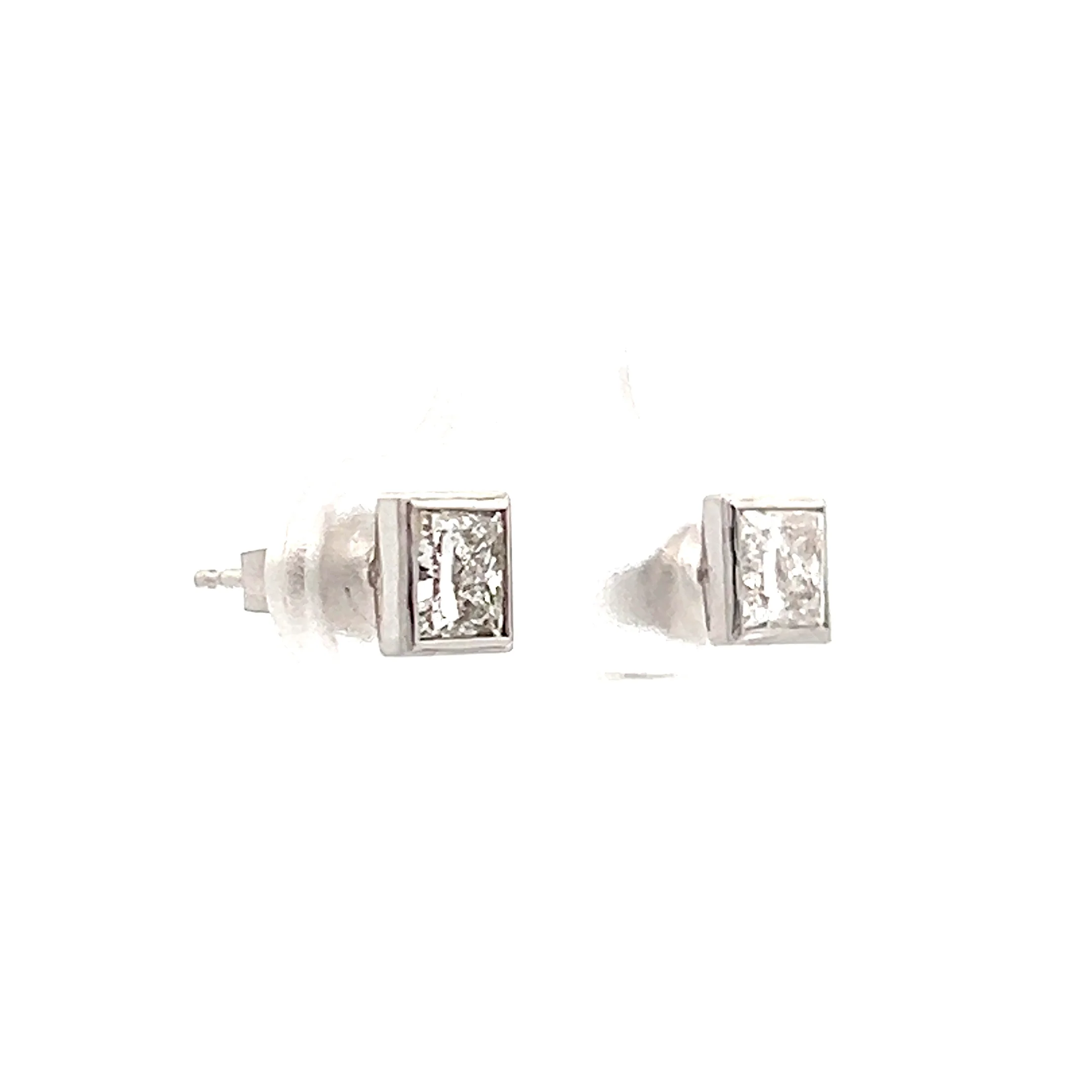 1 Carat Princess Cut Diamond Stud Earrings in 14k - Image 3