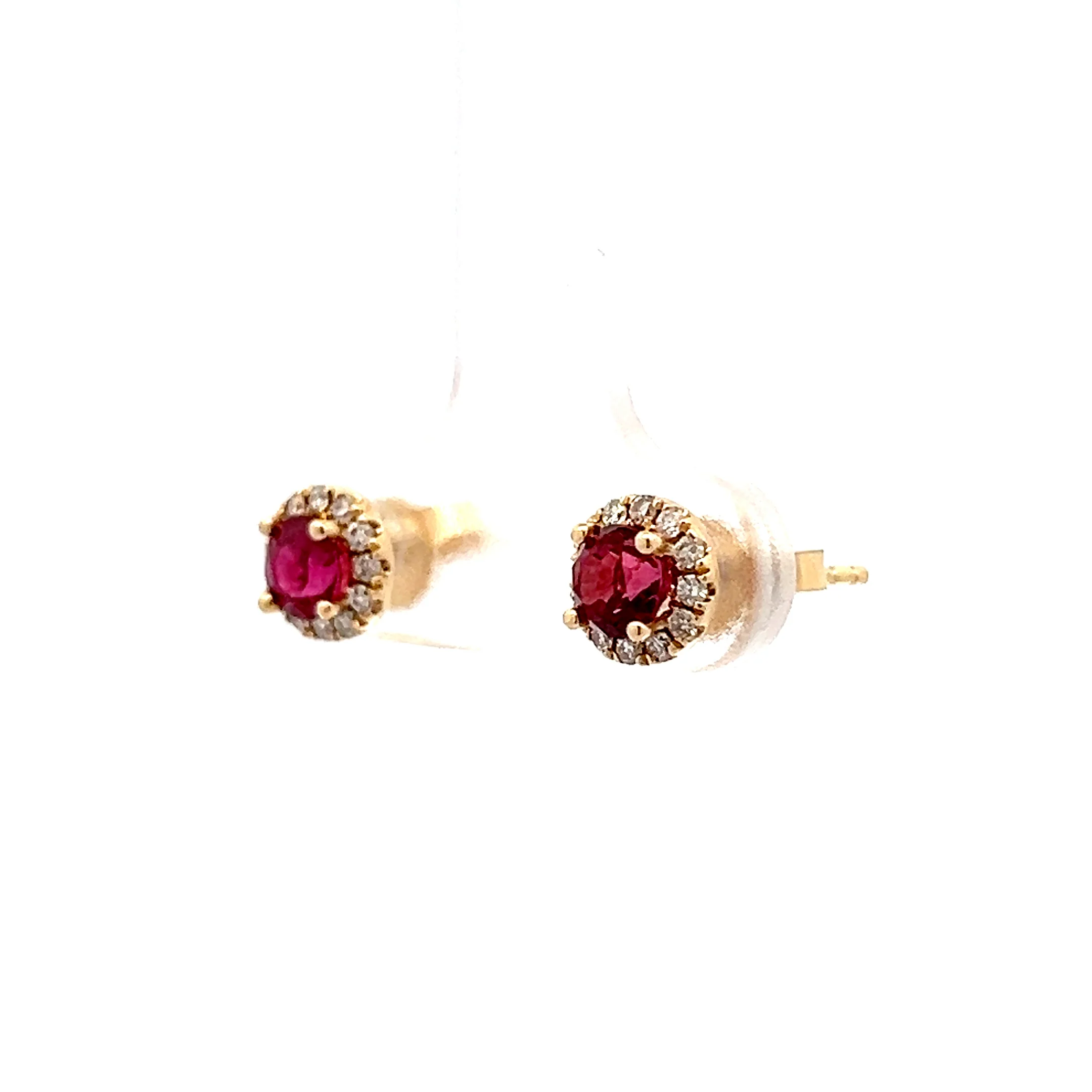 1 Carat Ruby & Diamond Earring Studs in 14k - Image 2