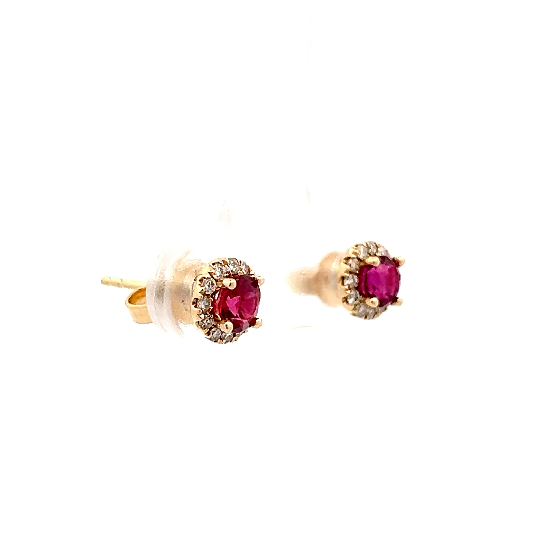 1 Carat Ruby & Diamond Earring Studs in 14k - Image 3
