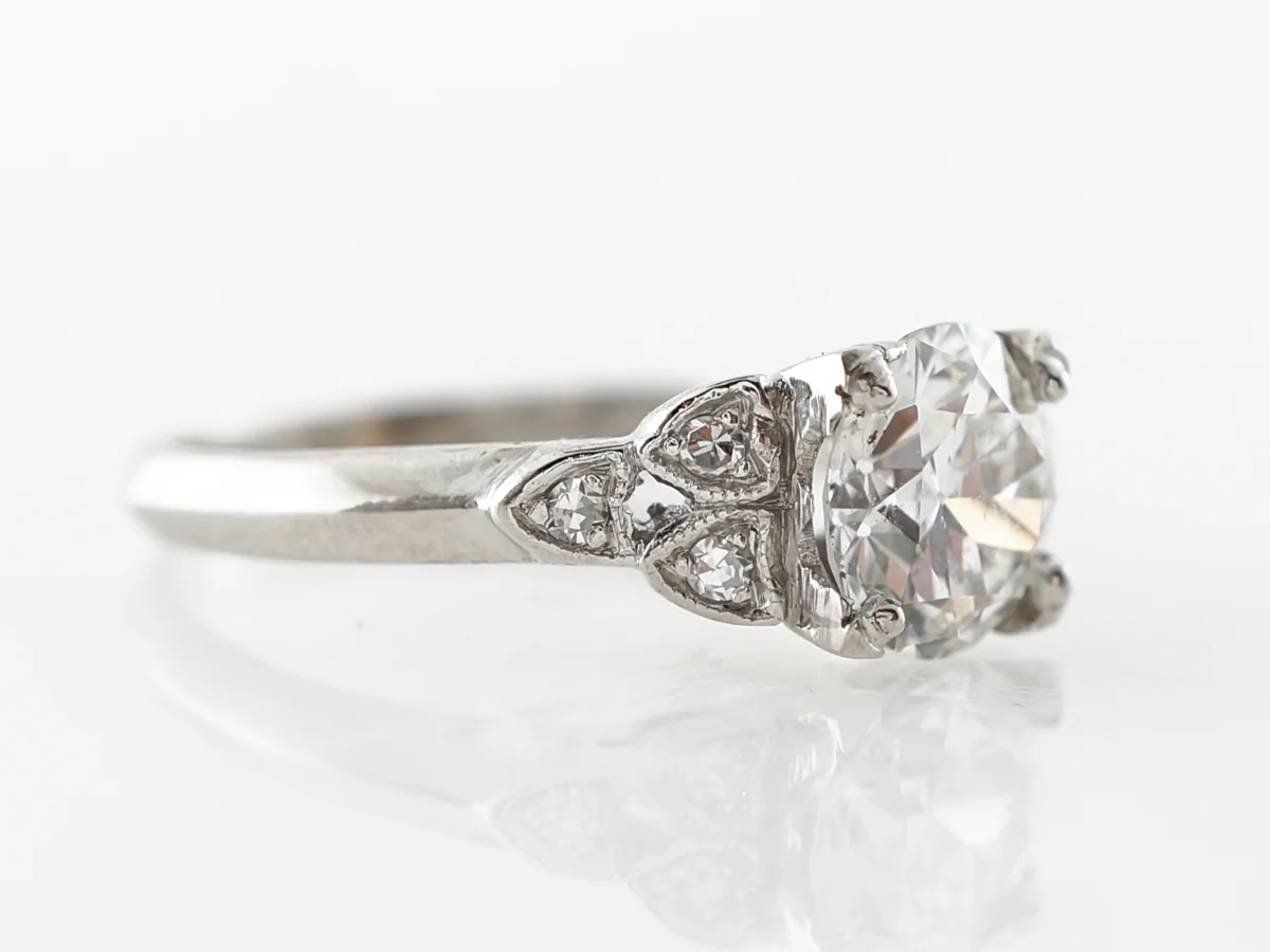 1 Carat Vintage Diamond Engagement Ring Platinum - Image 3