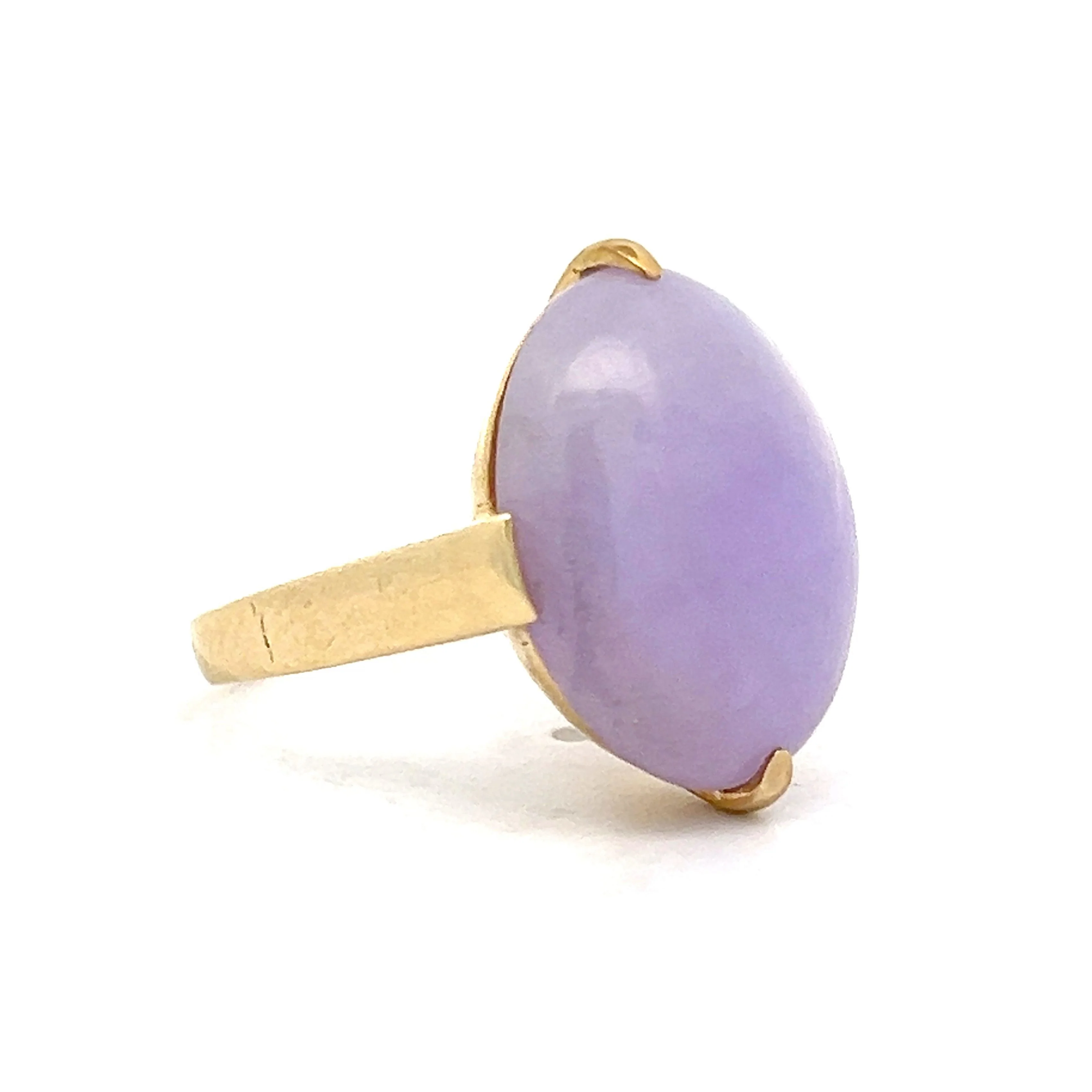 10.00 Cabochon Lavender Jadeite in 14k Yellow Gold - Image 3