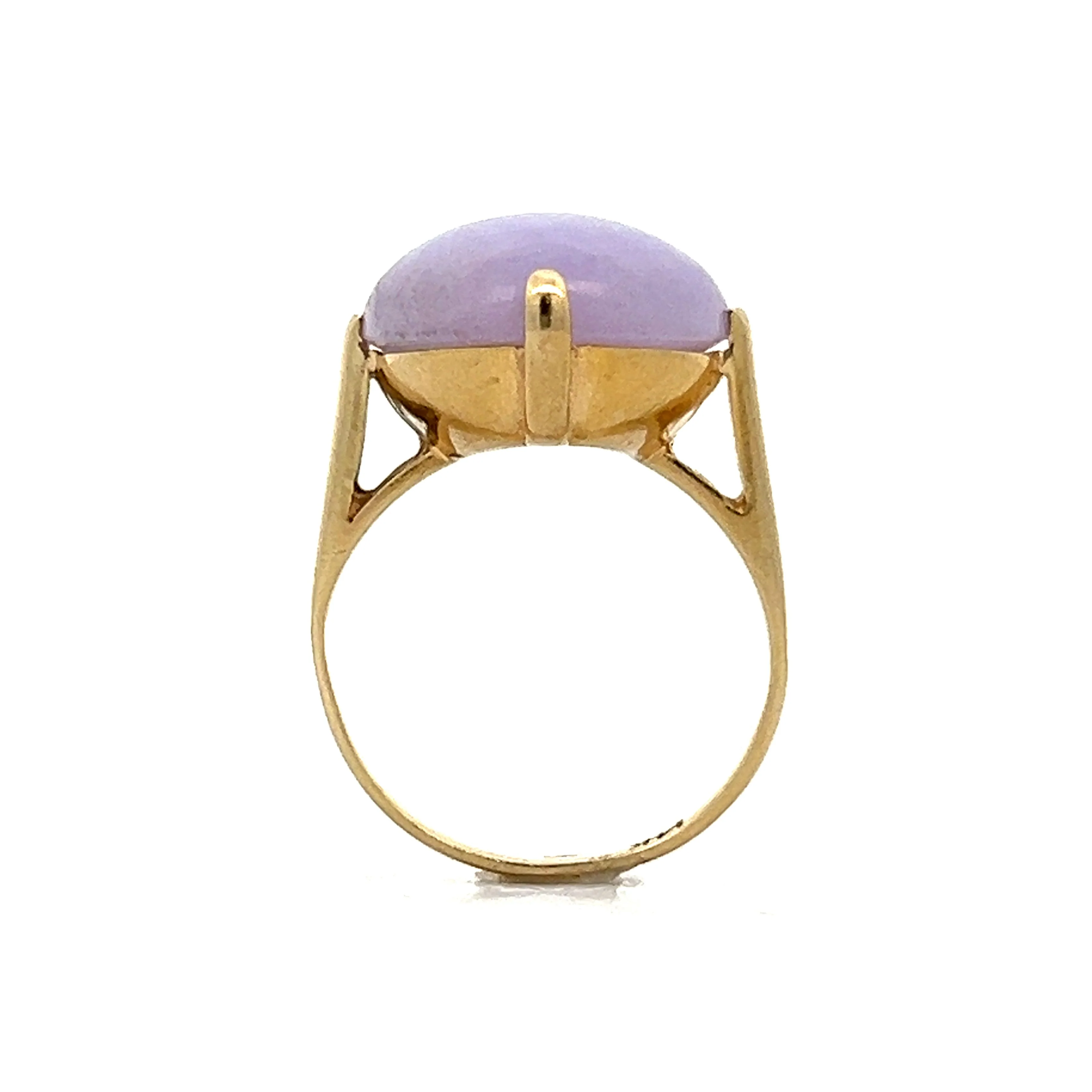 10.00 Cabochon Lavender Jadeite in 14k Yellow Gold - Image 4