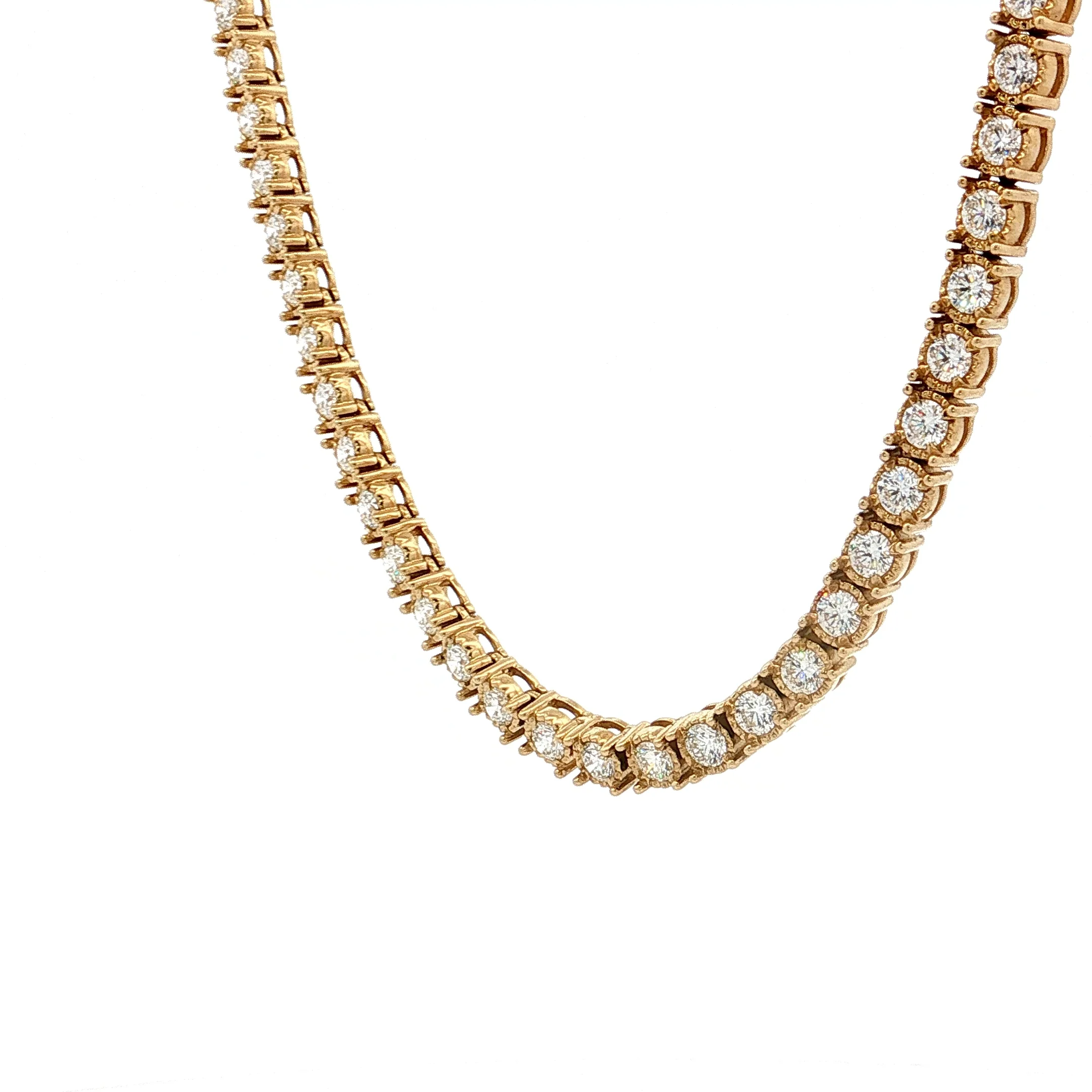10.00 Diamond Tennis Necklace 14k Yellow Gold - Image 2