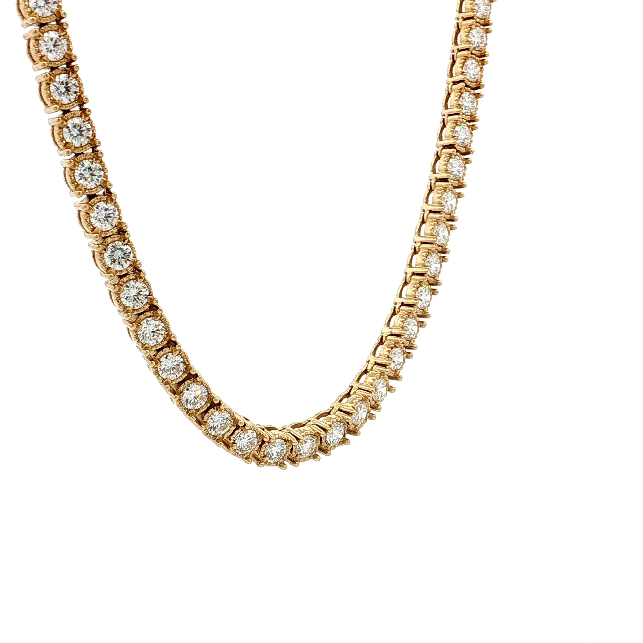 10.00 Diamond Tennis Necklace 14k Yellow Gold - Image 3