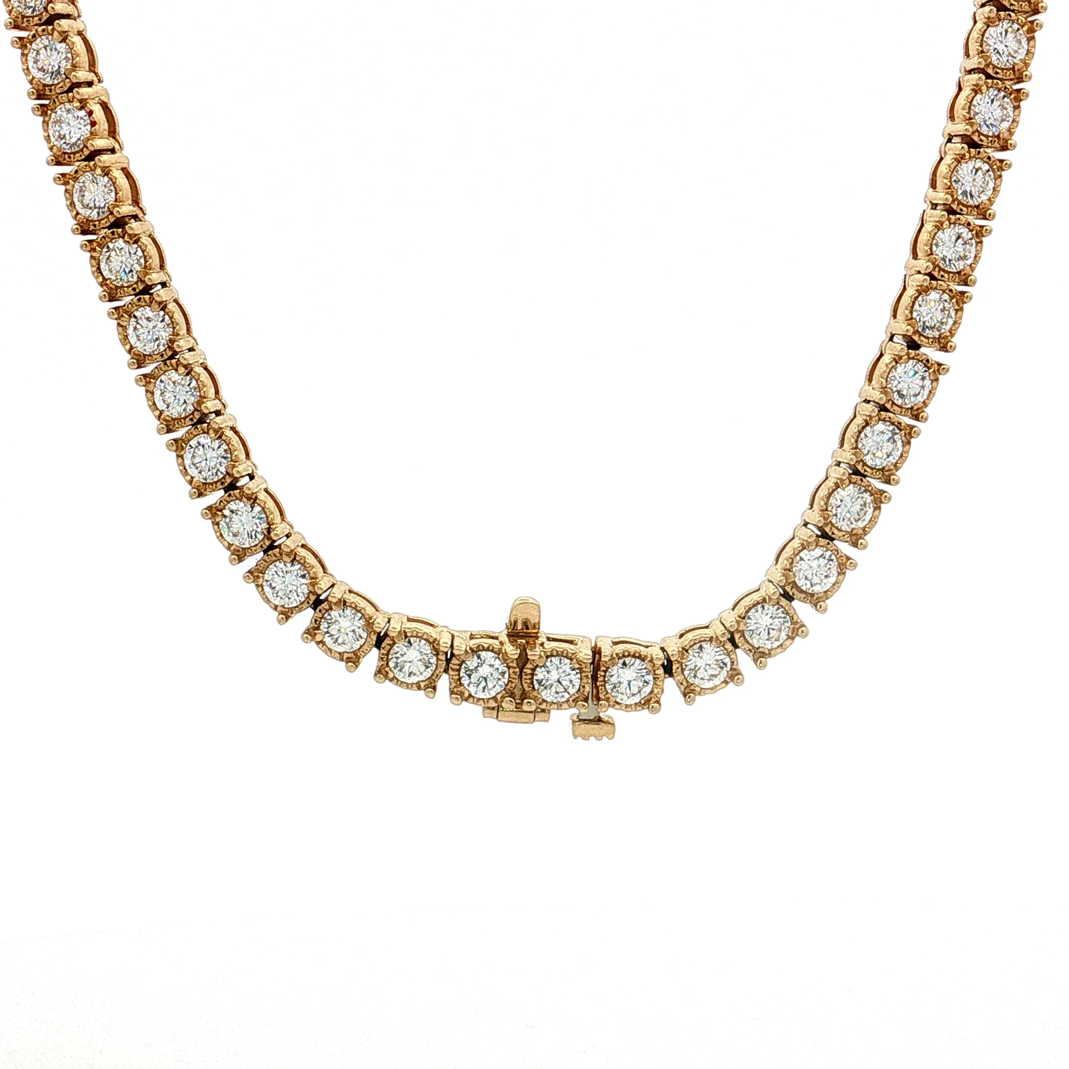 10.00 Diamond Tennis Necklace 14k Yellow Gold - Image 4