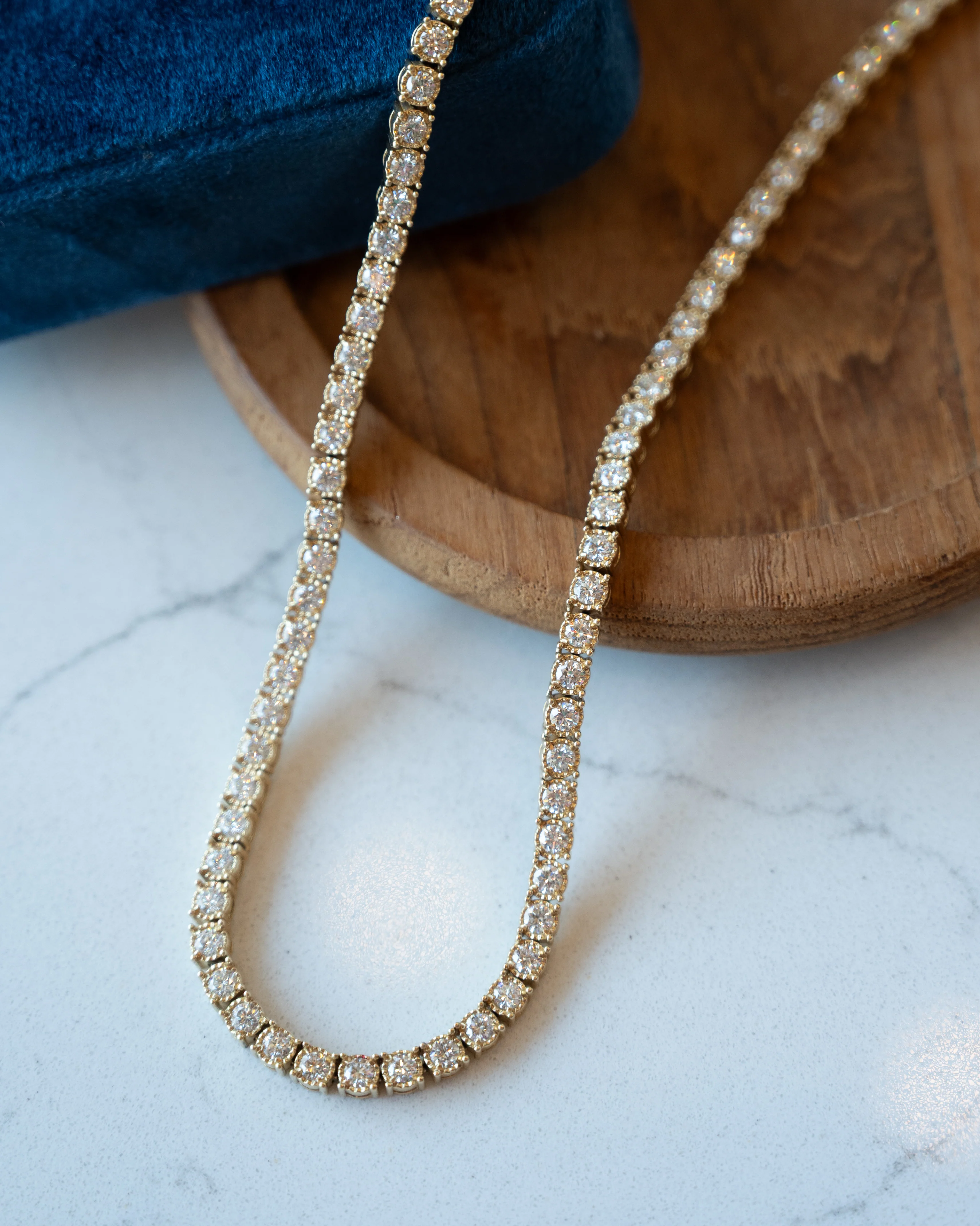 10.00 Diamond Tennis Necklace 14k Yellow Gold - Image 5