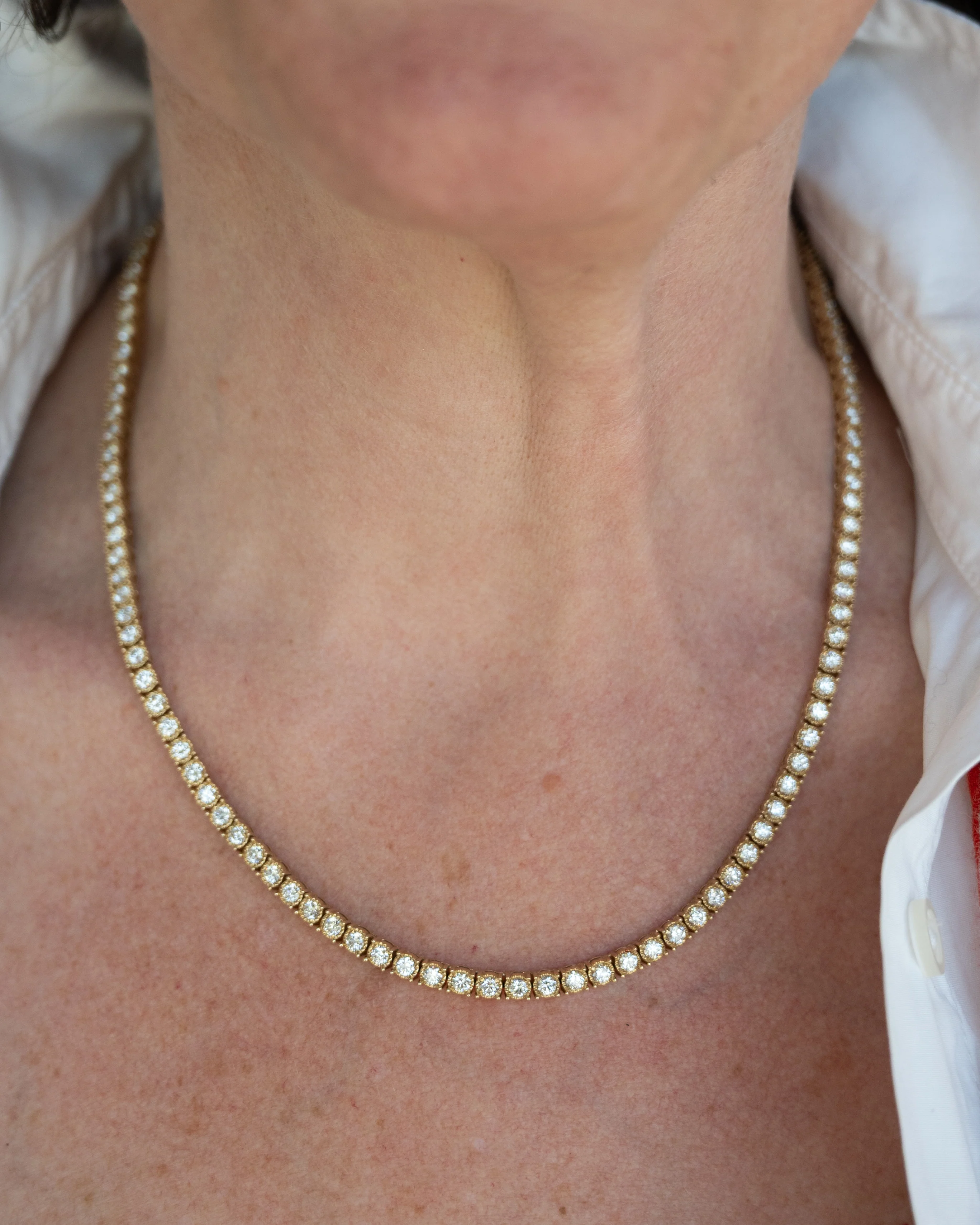 10.00 Diamond Tennis Necklace 14k Yellow Gold - Image 6