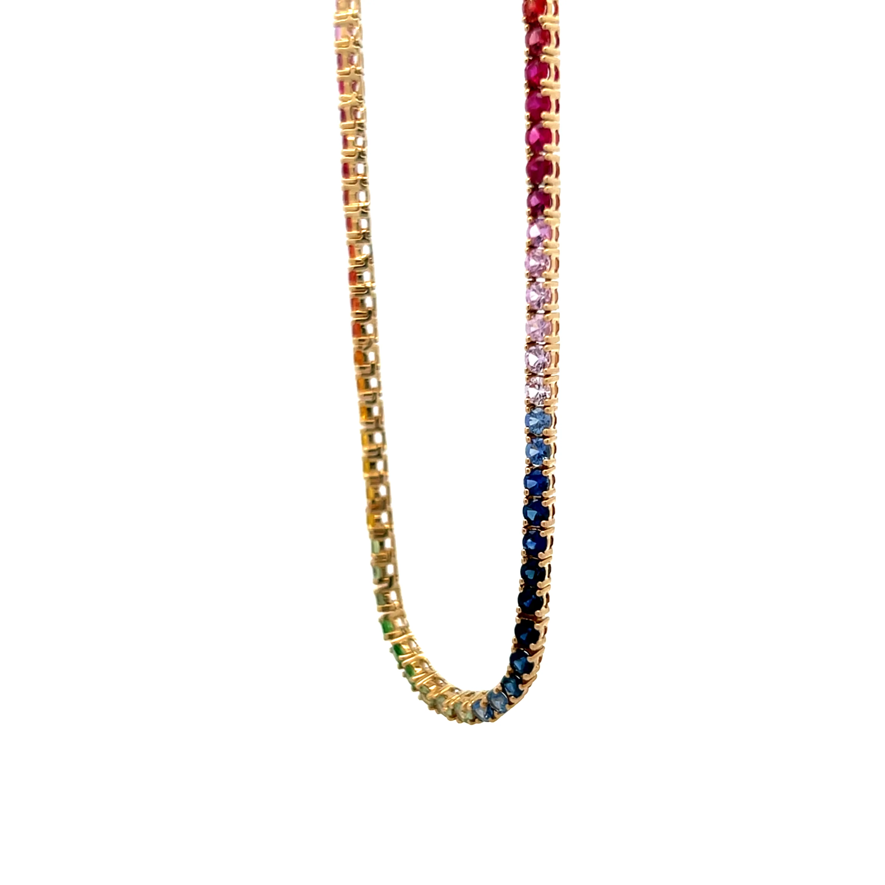 10.46 Rainbow Sapphire Necklace in 14k Yellow Gold - Image 2