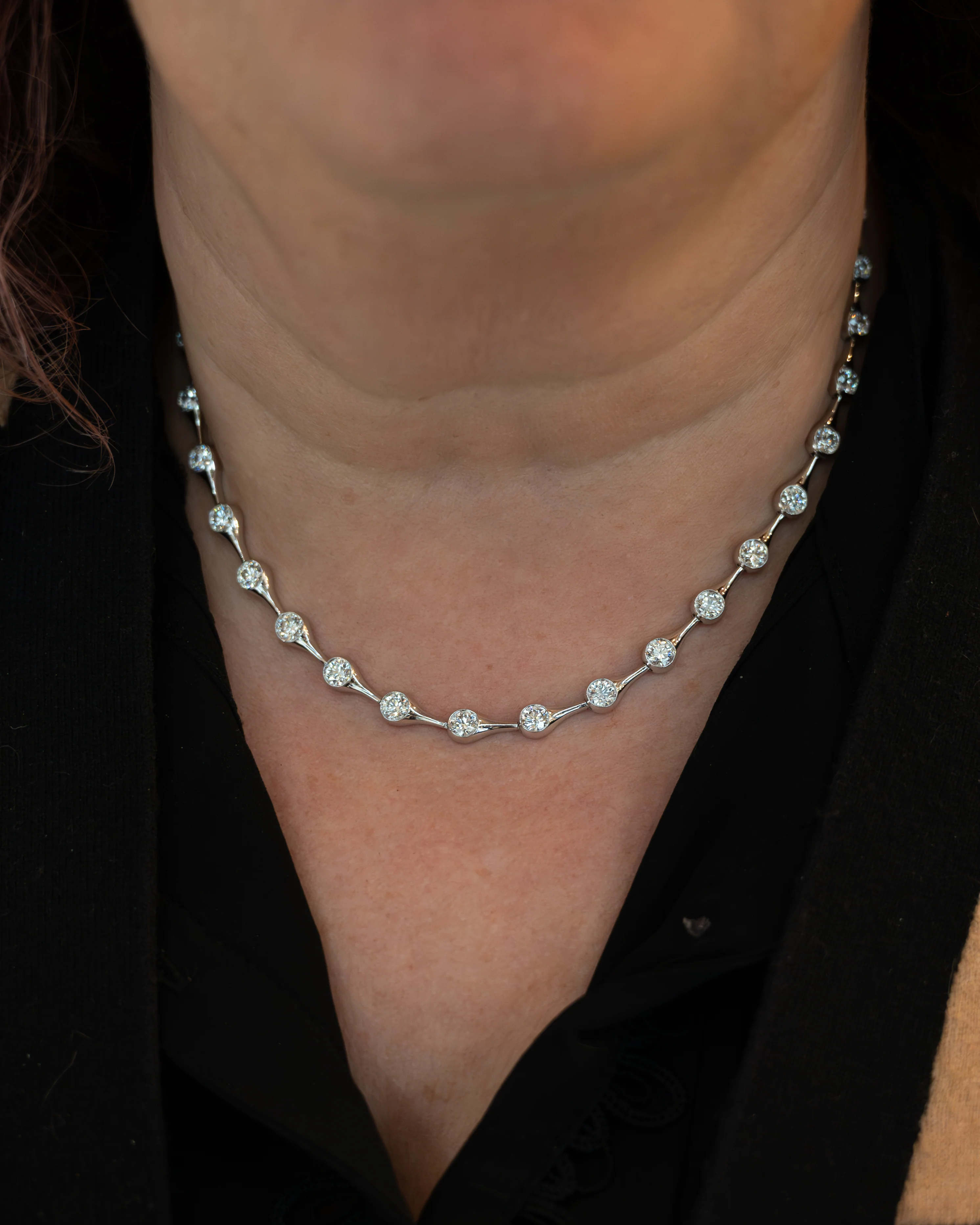 10.86 Diamond Station Necklace in 18k White Gold - Image 6