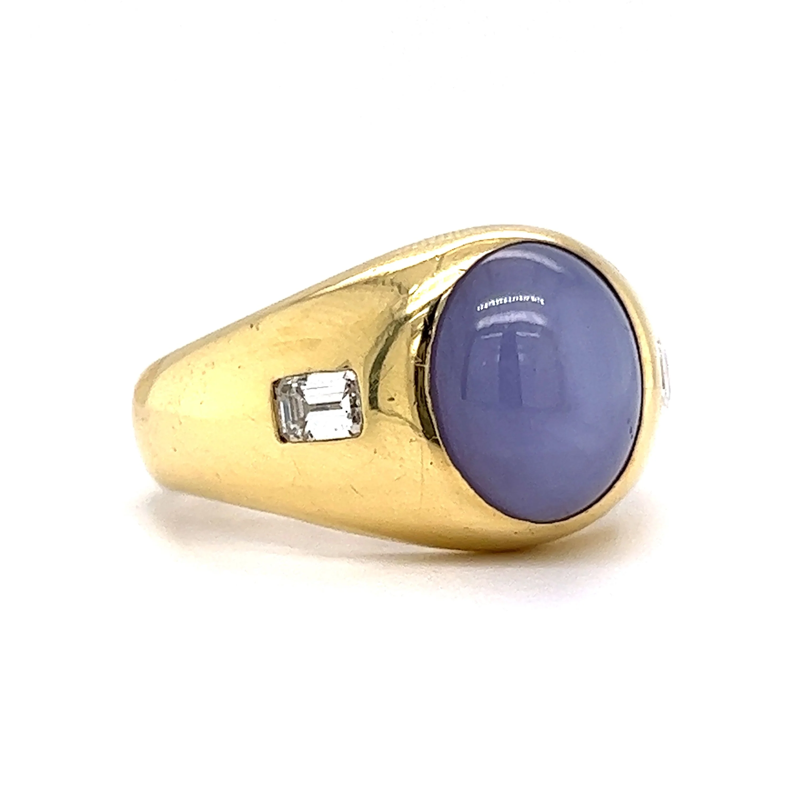 10.90 Star Sapphire & Diamond Men's Ring in 18K Yellow Gold - Image 3