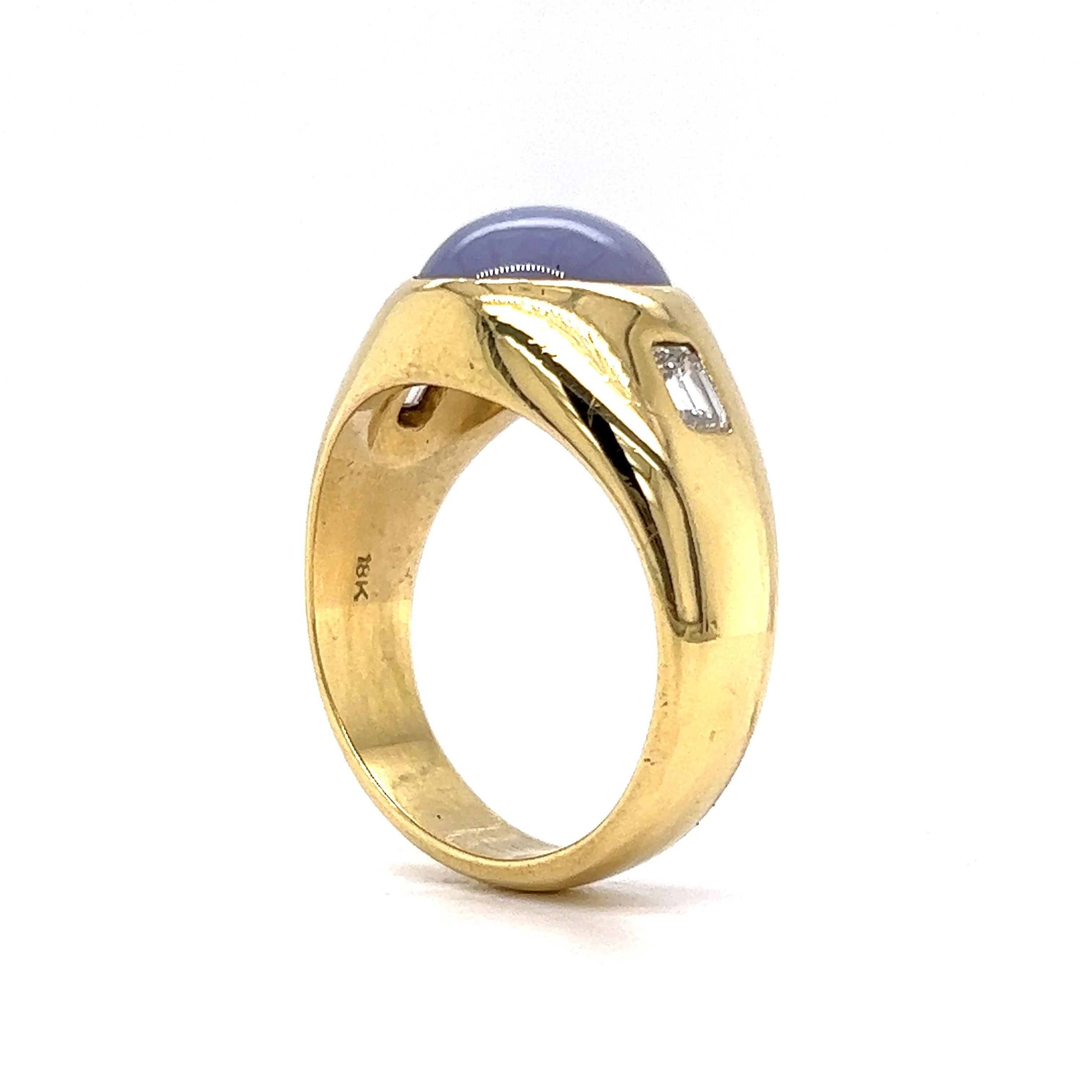 10.90 Star Sapphire & Diamond Men's Ring in 18K Yellow Gold - Image 5