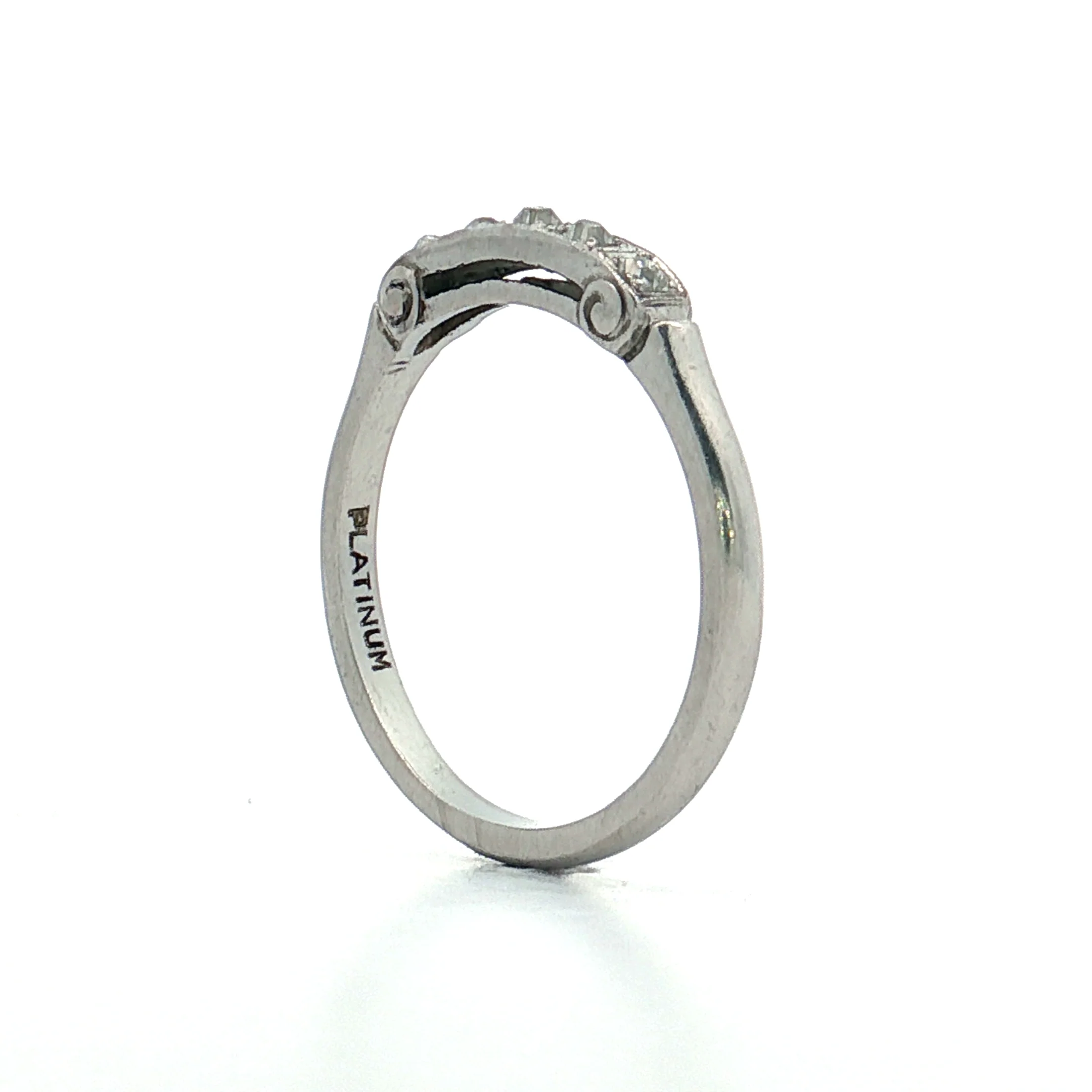 .10 Antique Cut Diamond Wedding Band Platinum - Image 5