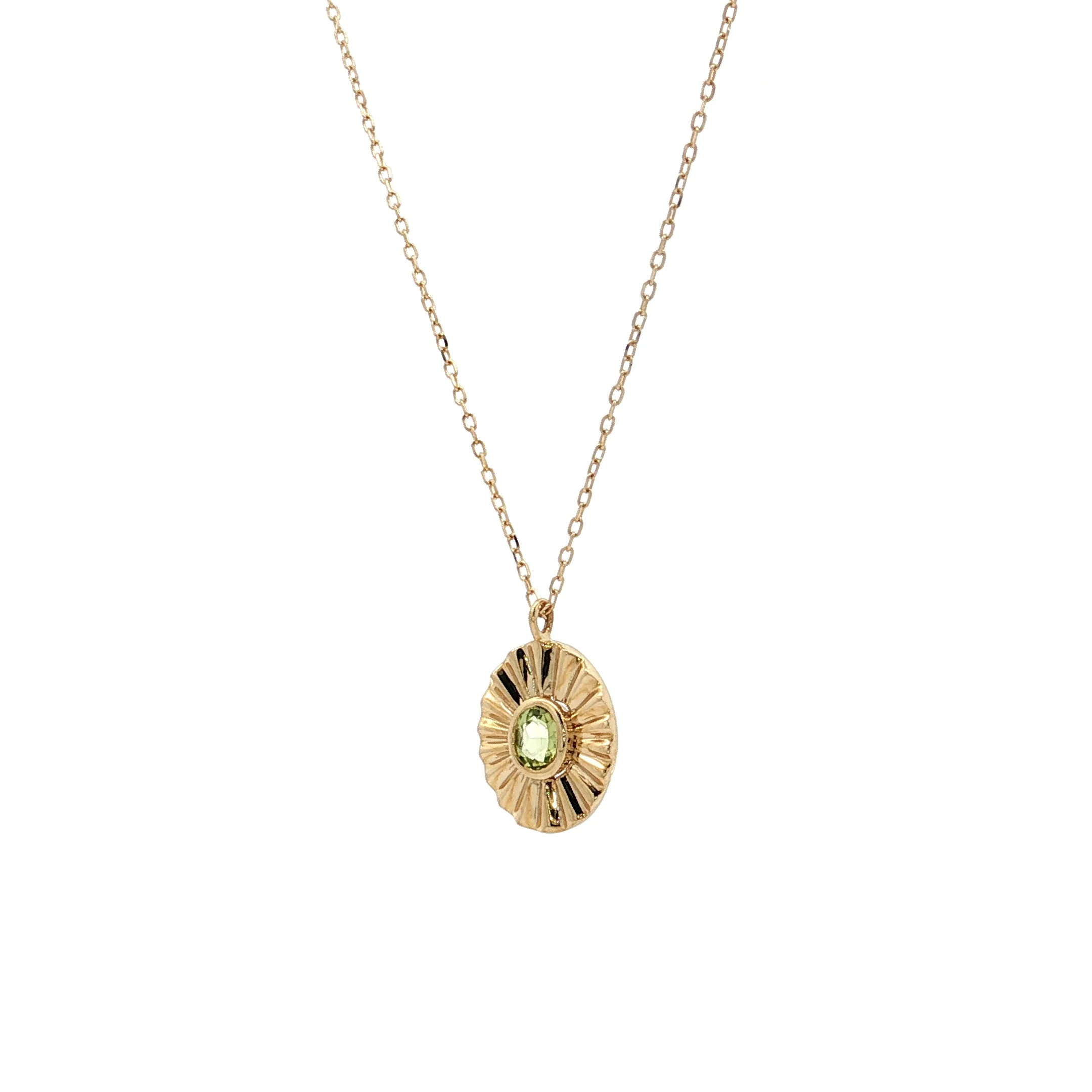 .10 Bezel Peridot Pendant Necklace 14k Yellow Gold - Image 2