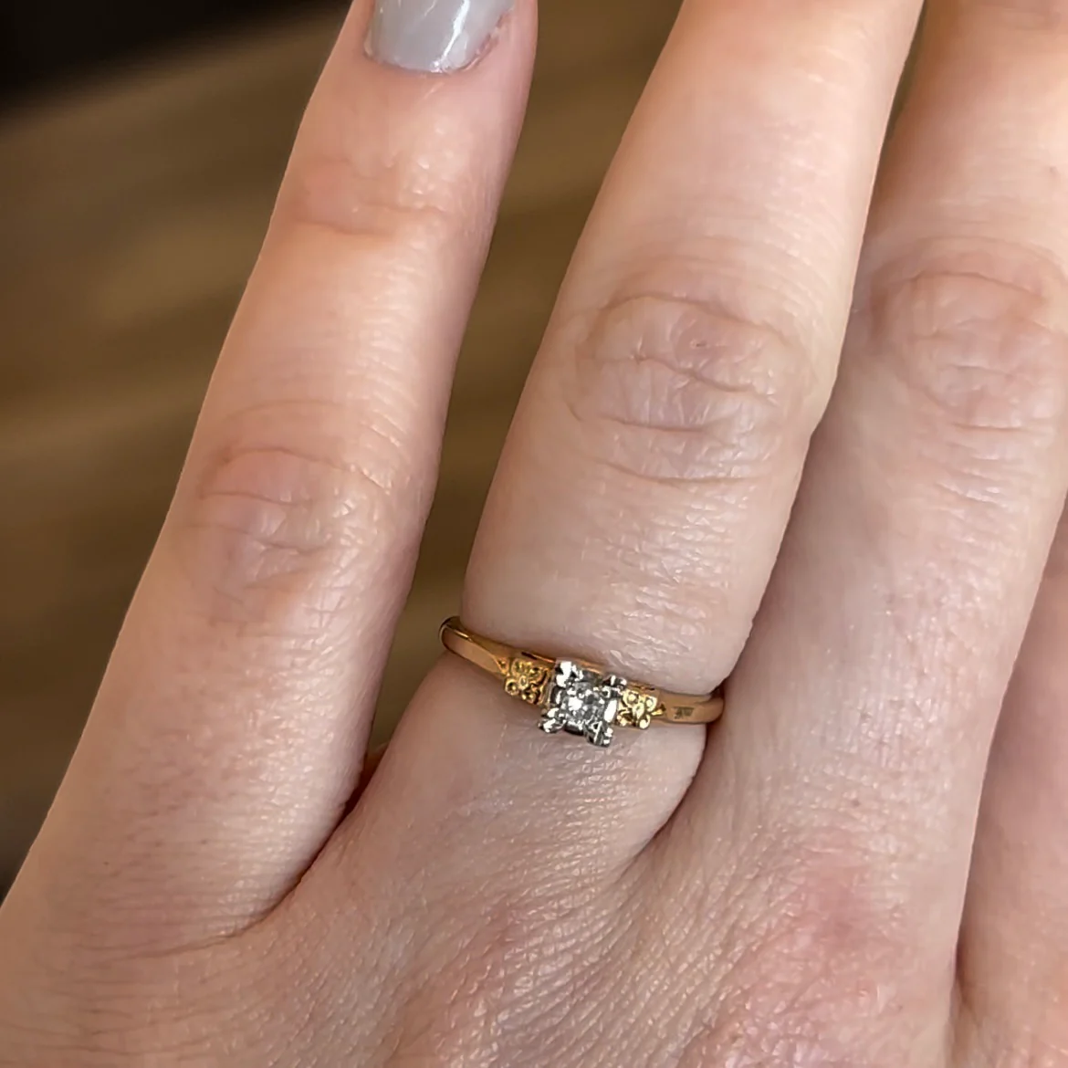 .10 Retro Solitaire Diamond Orange Blossom Engagement Ring in 14k Gold - Image 6