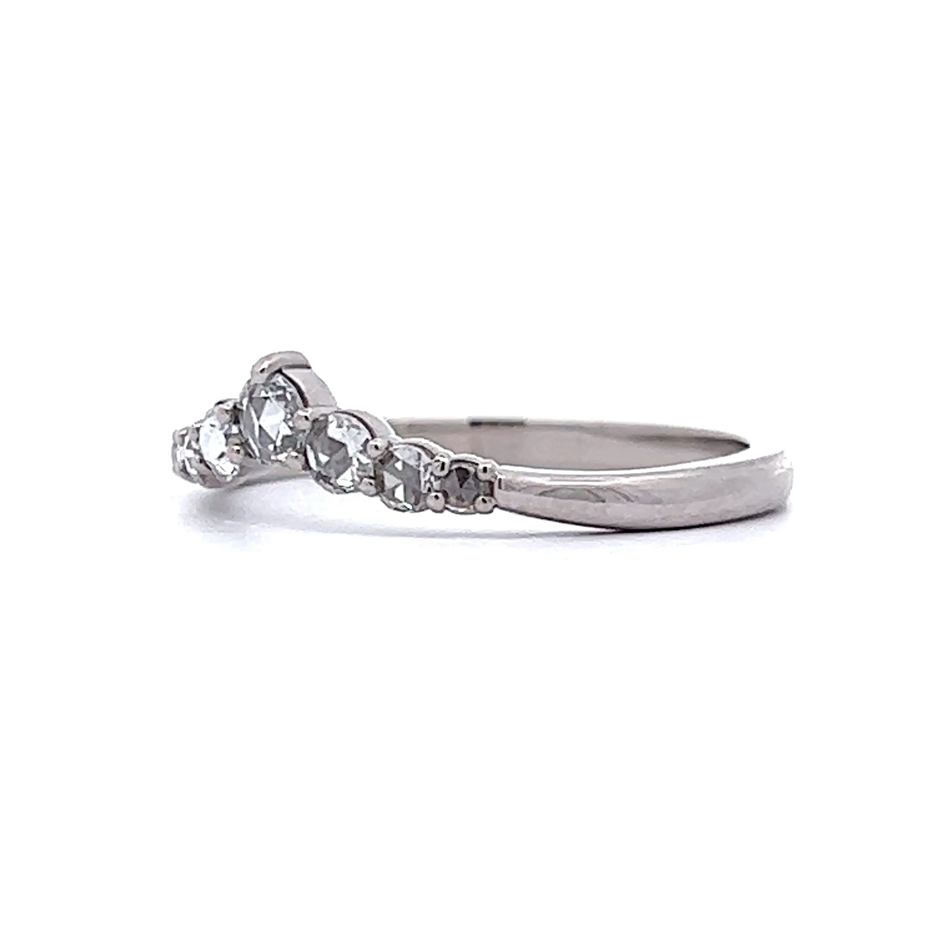 Rose Cut Diamond Tiara Wedding Band in 14k White Gold - Image 2