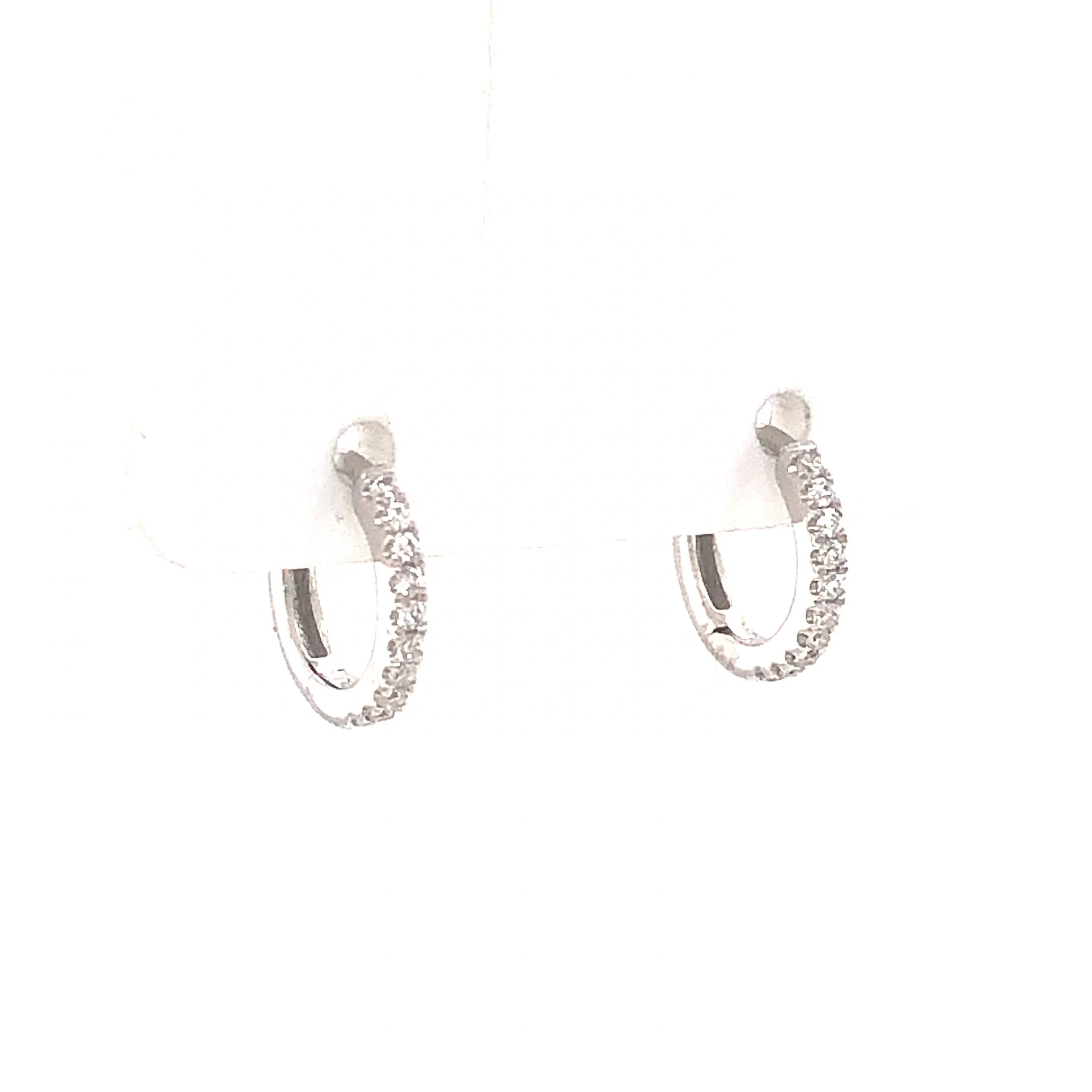 .10 Small Diamond Hoop Earrings in 14k White Gold - Image 3