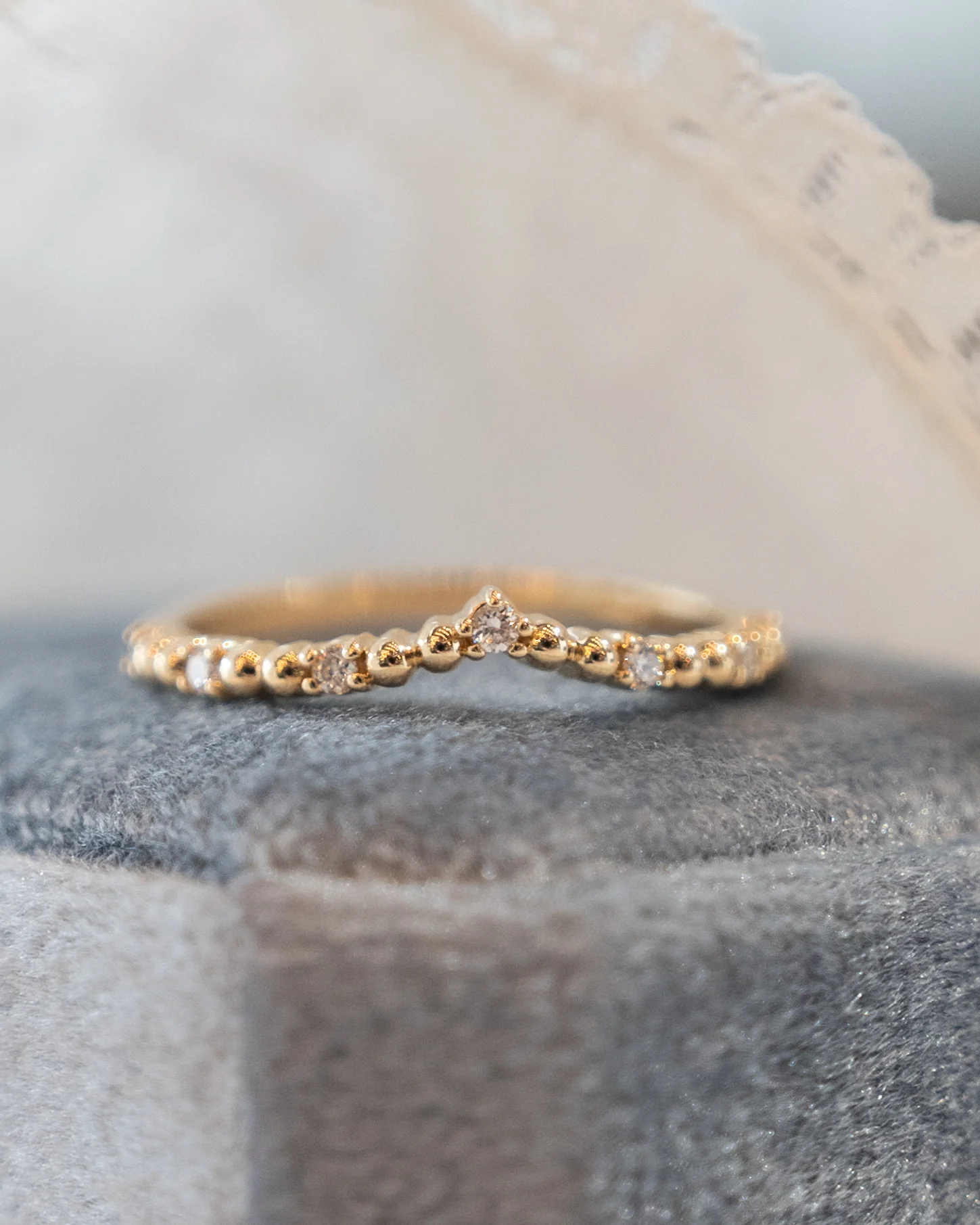 .10 Textured Diamond Contour Wedding Band 14k - Image 6